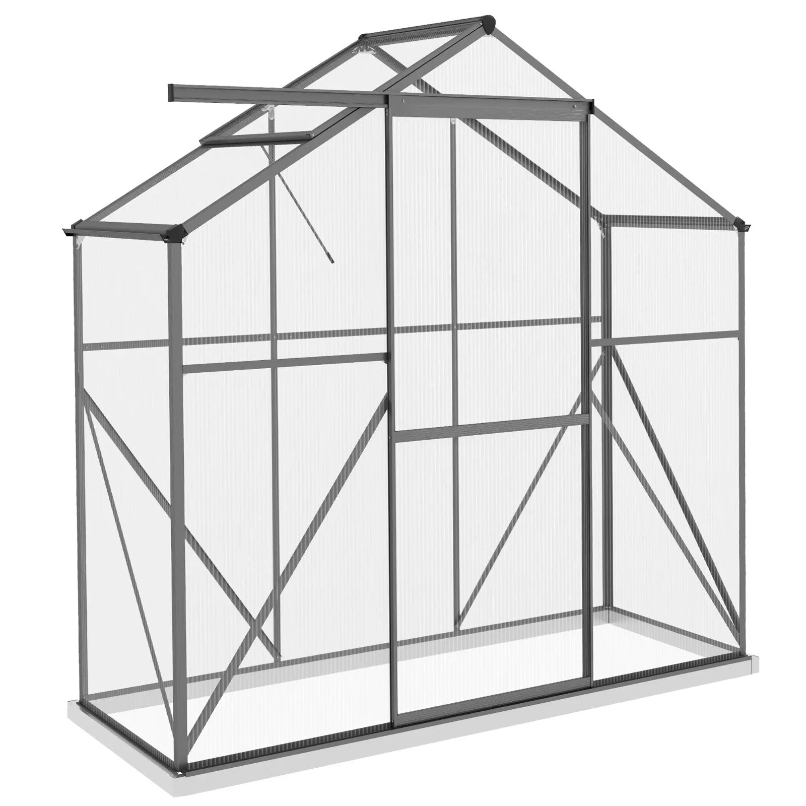 6x2.5ft Polycarbonate Walk - in Greenhouse with Rain Gutter & Sliding Door - Home and Garden Furniture Shop - rustic - furniture