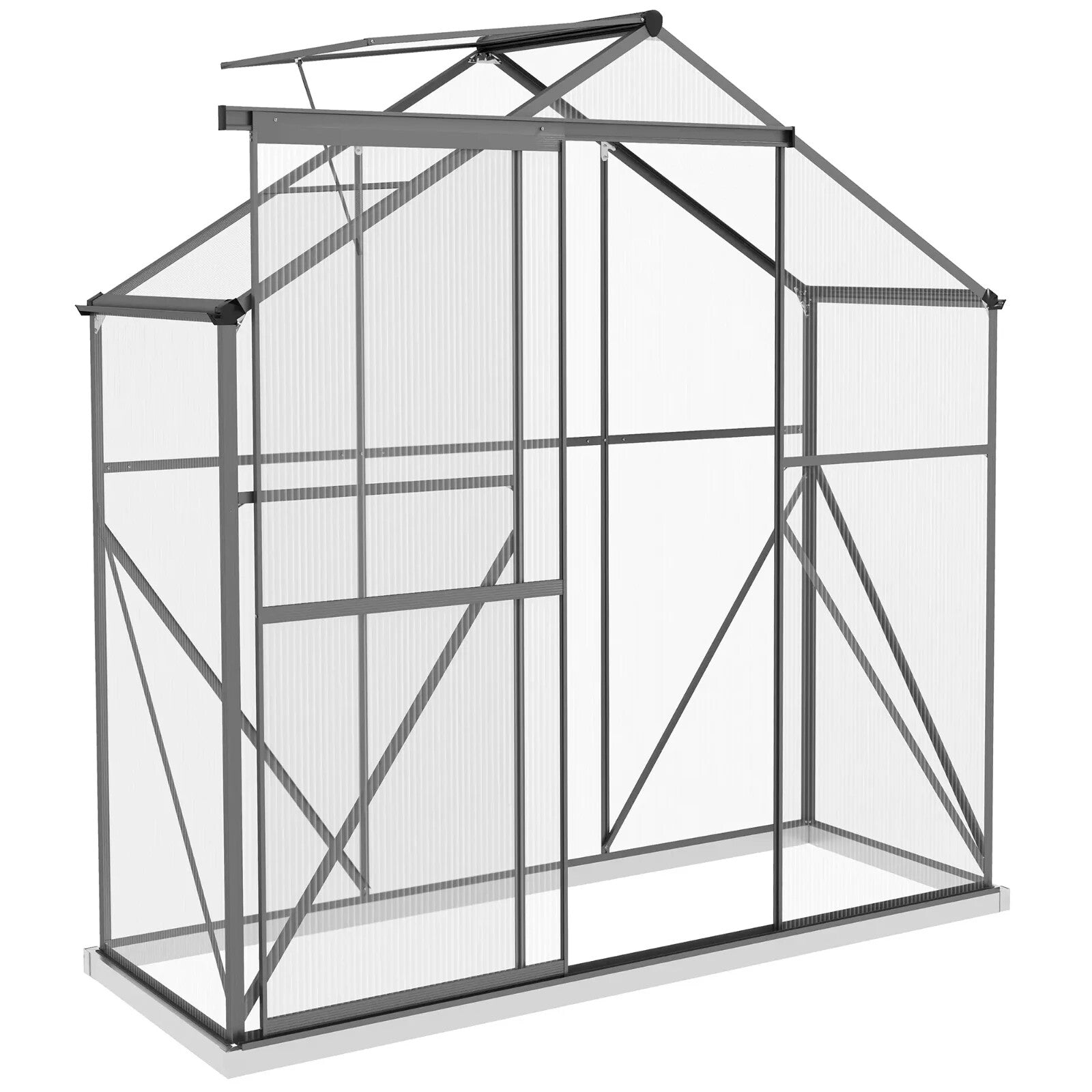 6x2.5ft Polycarbonate Walk - in Greenhouse with Rain Gutter & Sliding Door - Home and Garden Furniture Shop - rustic - furniture