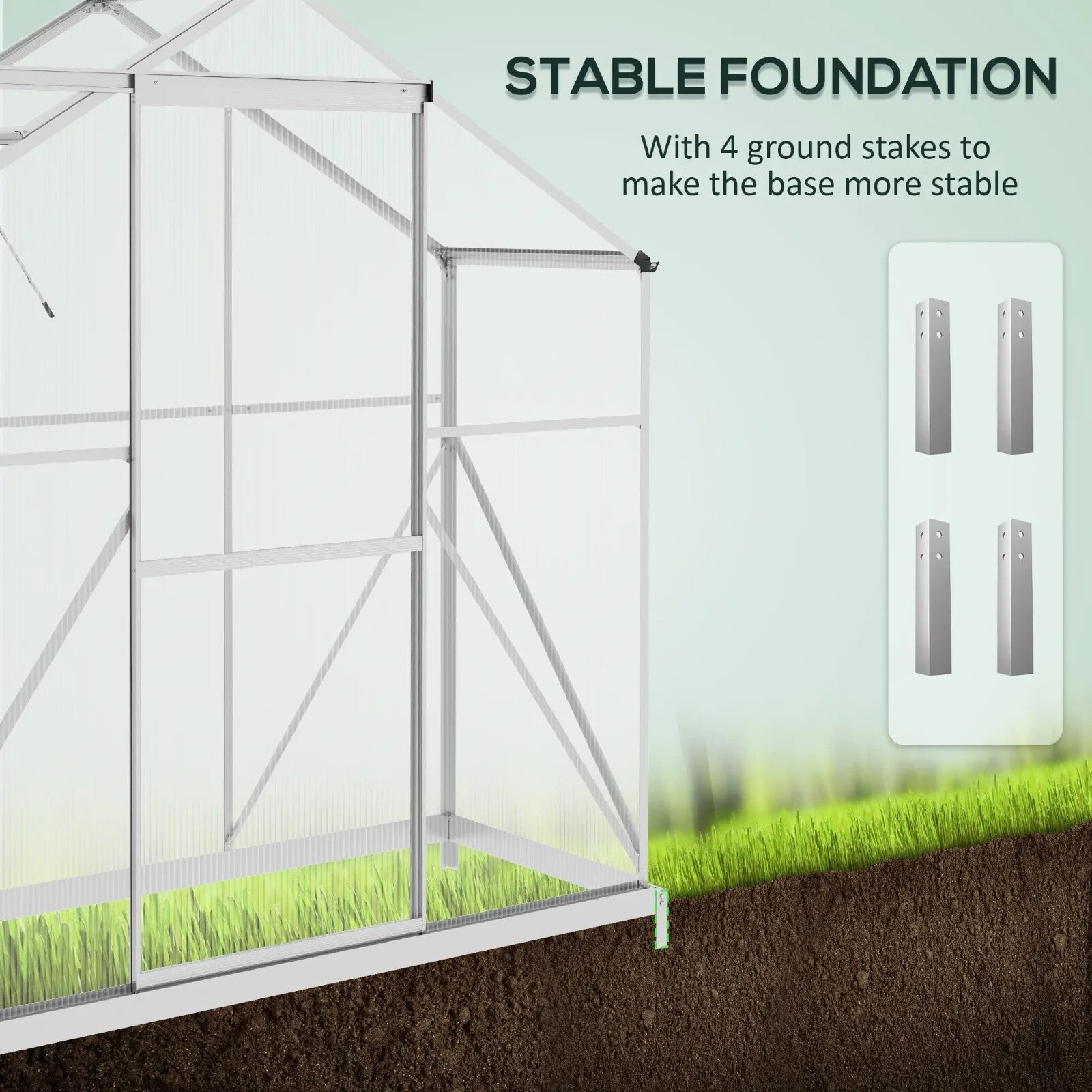 6x2.5ft Walk In Polycarbonate Greenhouse w/ Sliding Door Rain Gutter,Base Frame - Home and Garden Furniture Shop - rustic - furniture