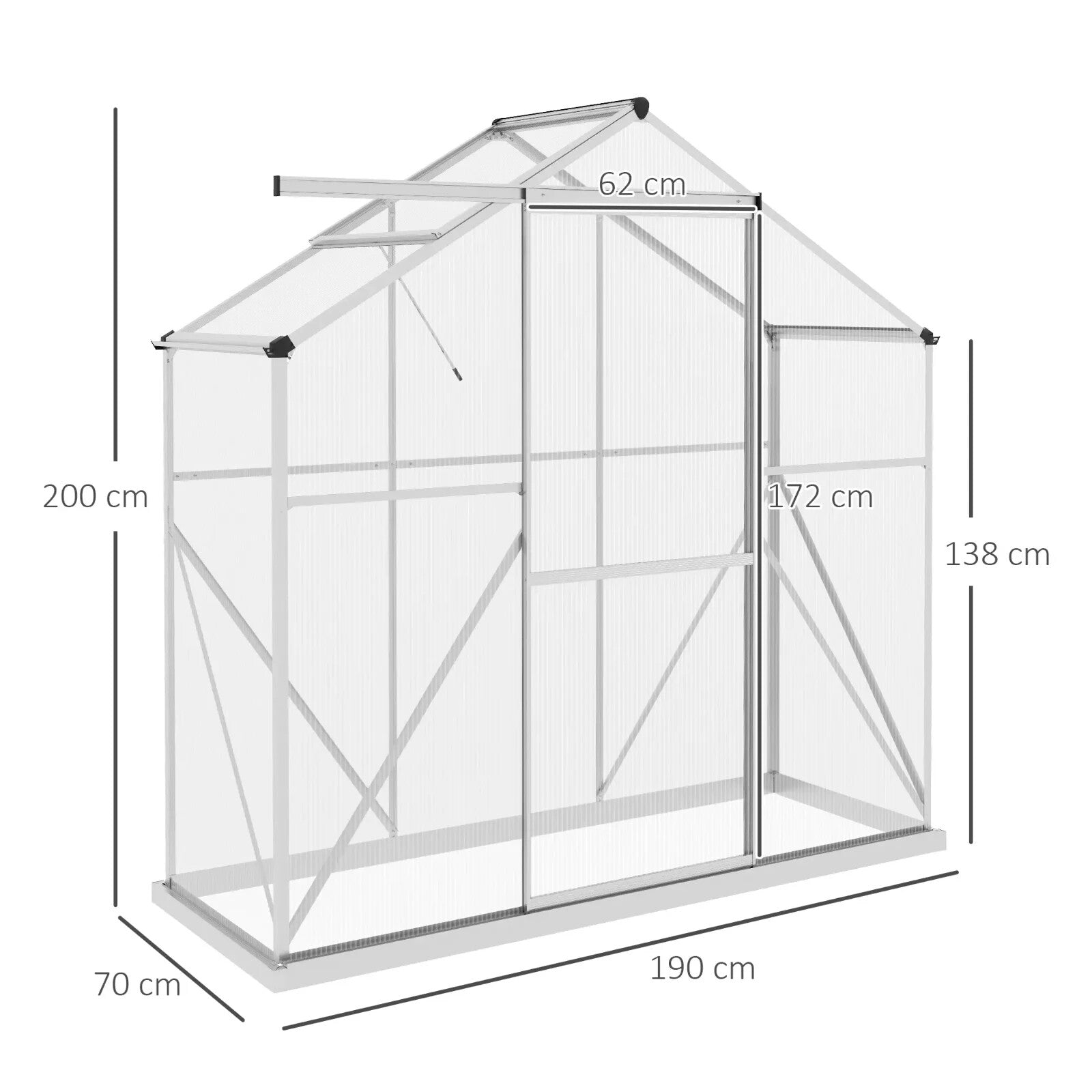 6x2.5ft Walk In Polycarbonate Greenhouse w/ Sliding Door Rain Gutter,Base Frame - Home and Garden Furniture Shop - rustic - furniture