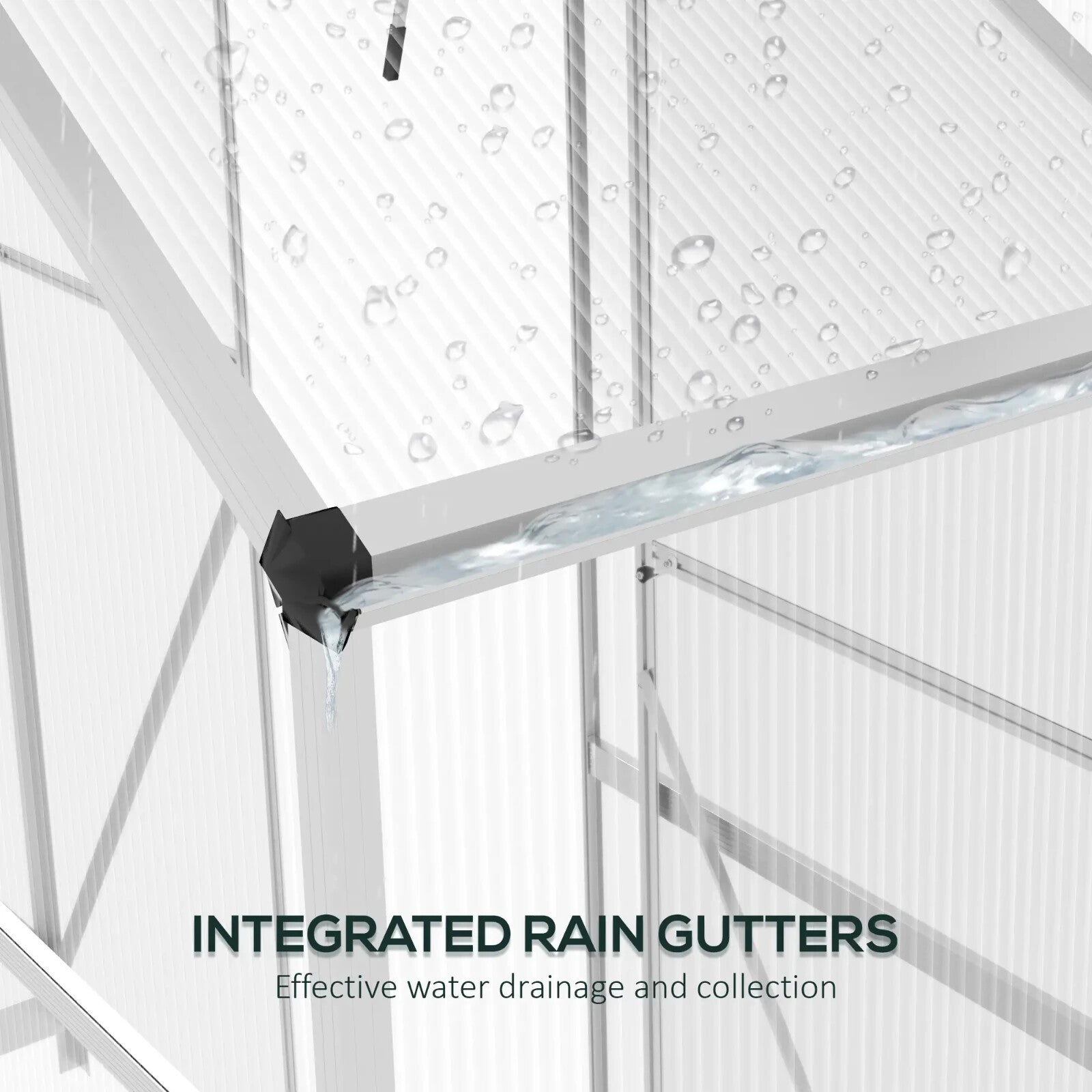 6x2.5ft Walk In Polycarbonate Greenhouse w/ Sliding Door Rain Gutter,Base Frame - Home and Garden Furniture Shop - rustic - furniture