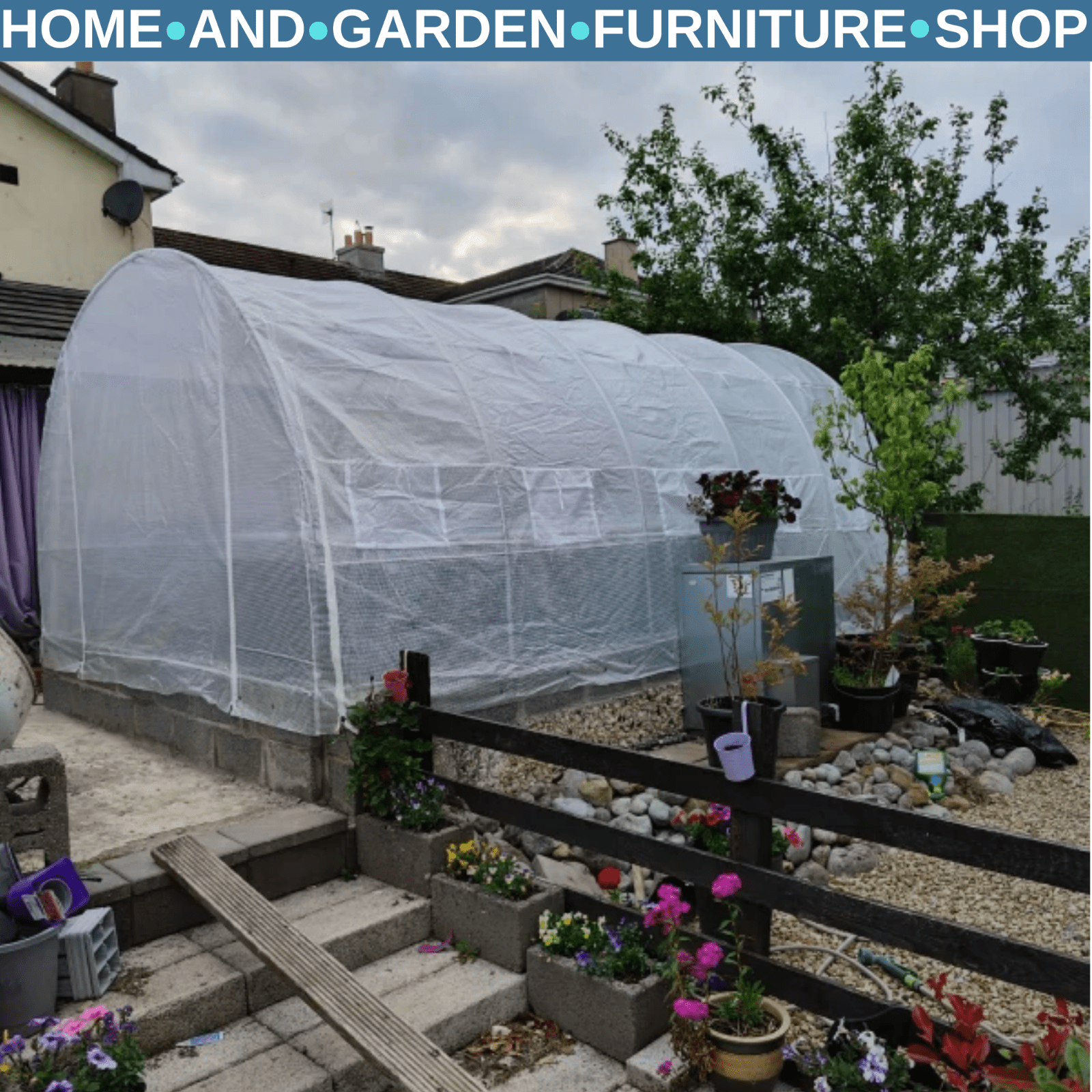 6x3x2 m Walk - In Polytunnel Greenhouse with Steel Frame Reinforced Cover and Door - Home and Garden Furniture Shop - rustic - furniture