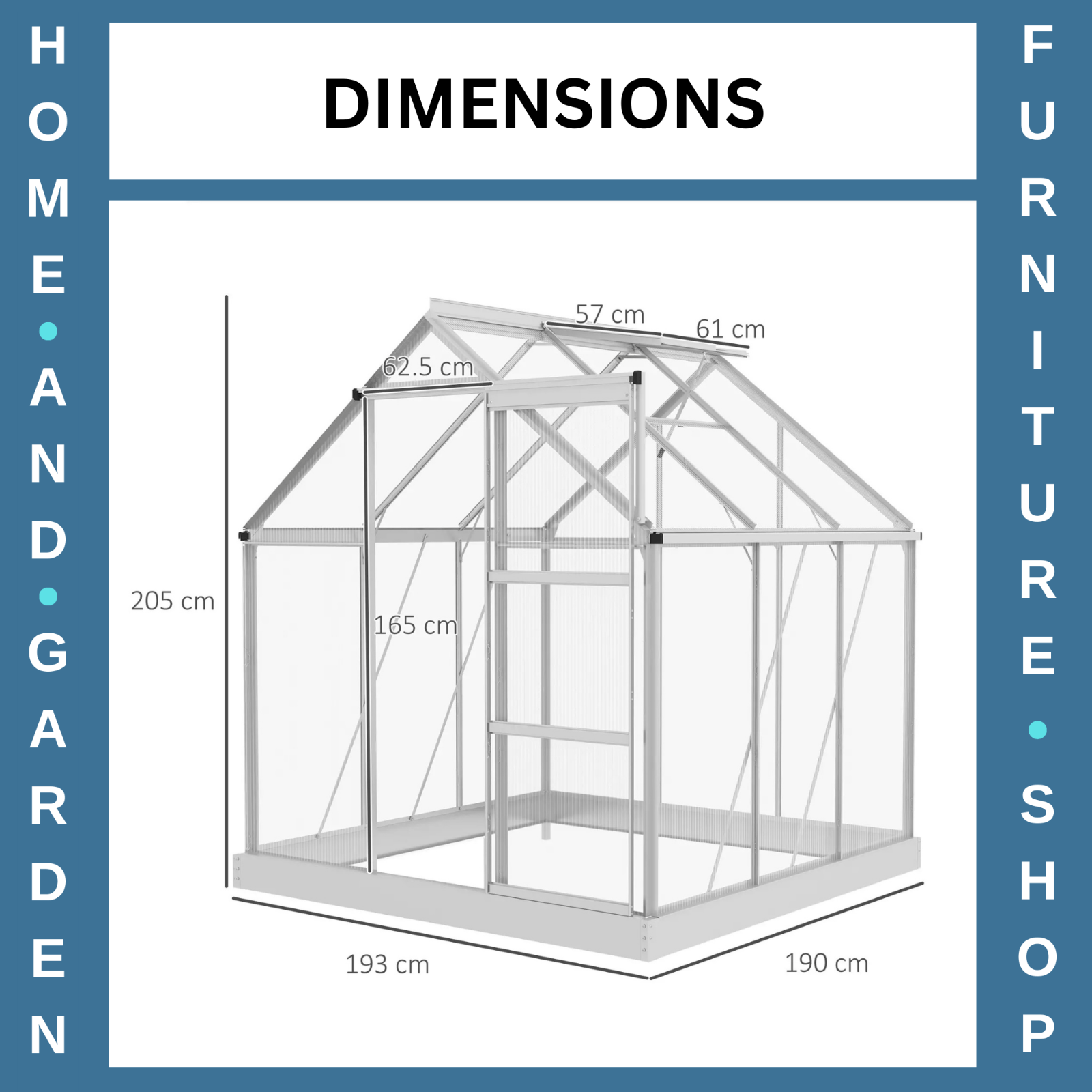 6x6ft Walk In Polycarbonate Greenhouse with Sliding Door Aluminium Garden Shed - Home and Garden Furniture Shop - rustic - furniture