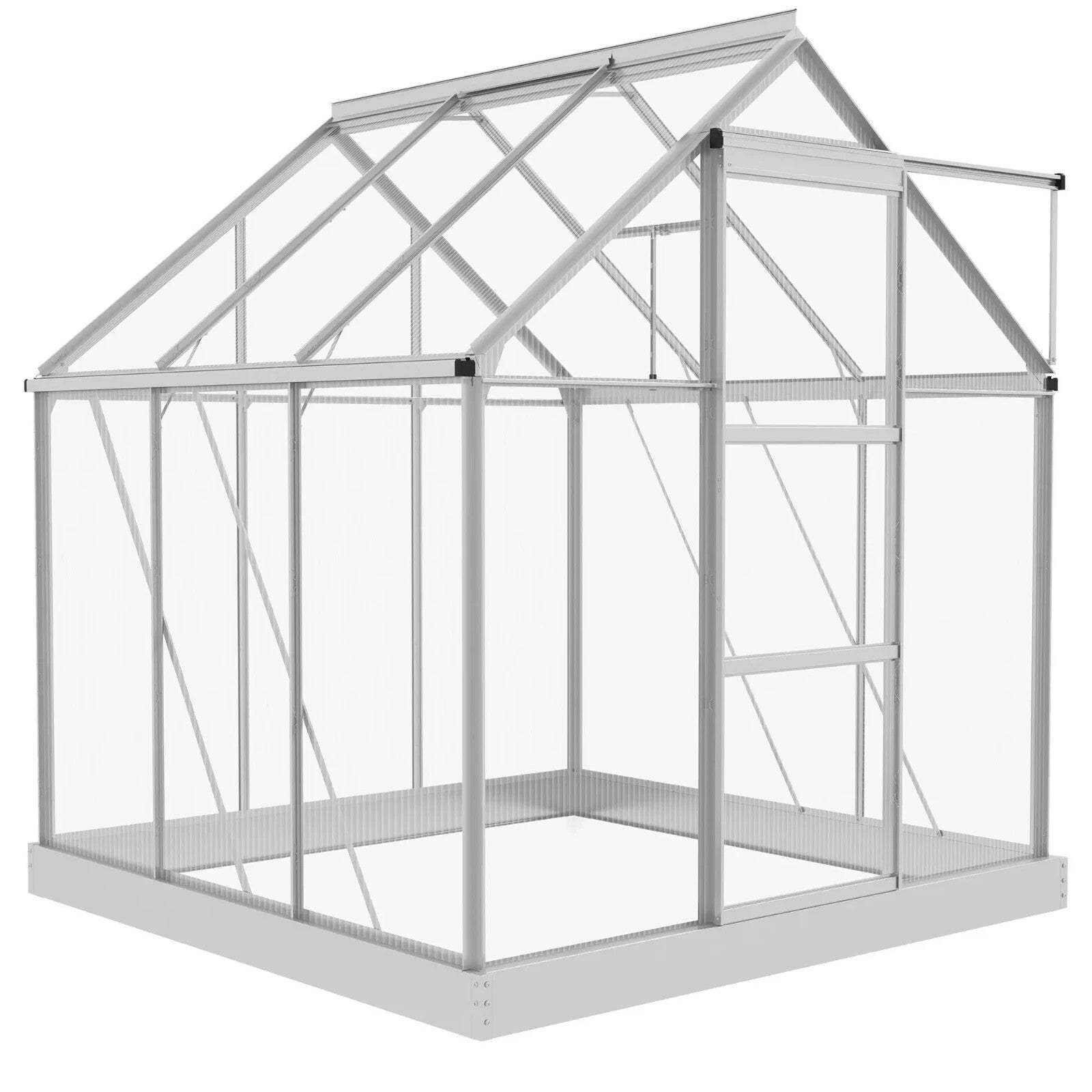 6x6ft Walk In Polycarbonate Greenhouse with Sliding Door Aluminium Garden Shed - Home and Garden Furniture Shop - rustic - furniture