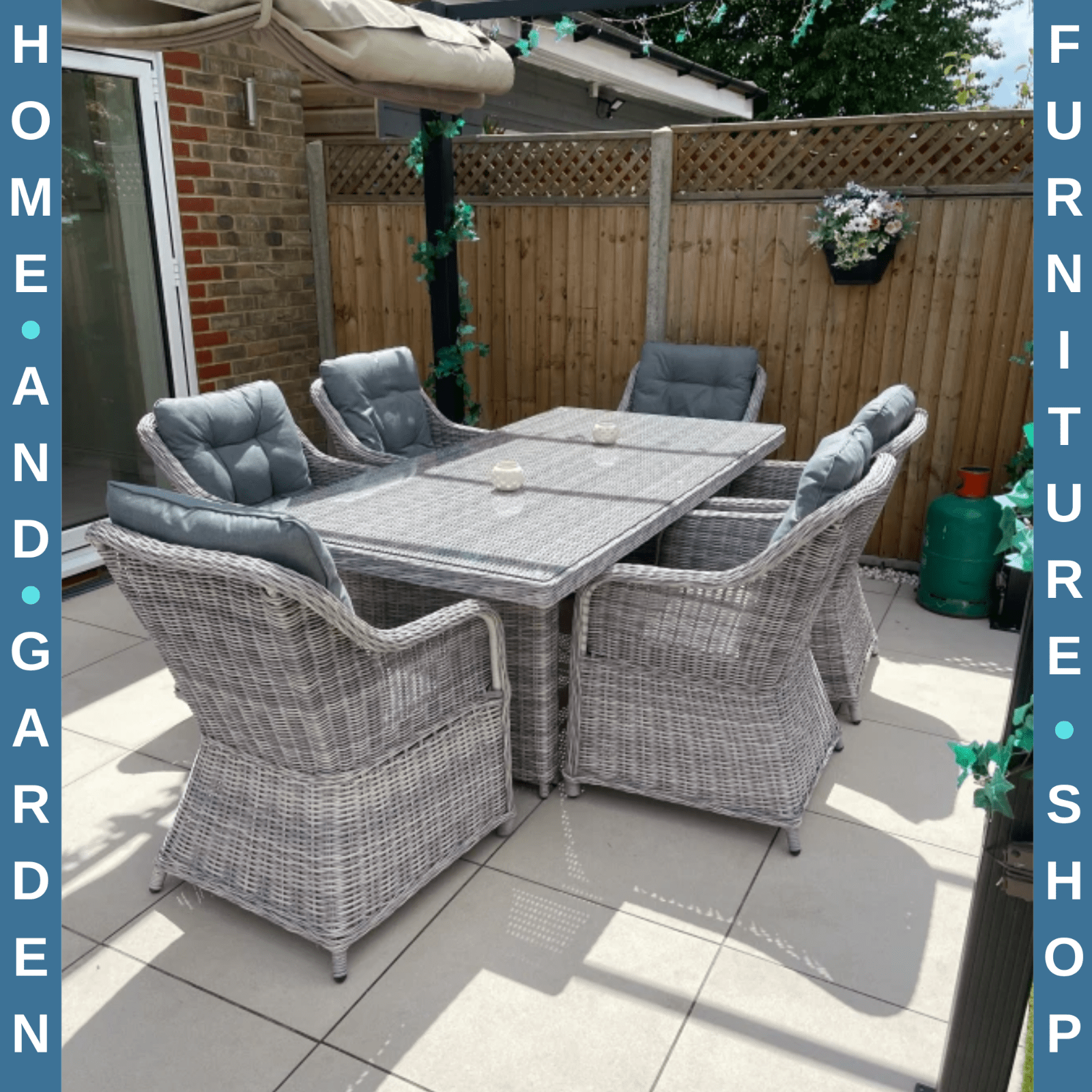 7 - Pcs Outdoor Rattan Dining Set with Aluminium Chairs & Tempered Glass Top Table - Home and Garden Furniture Shop - rustic - furniture