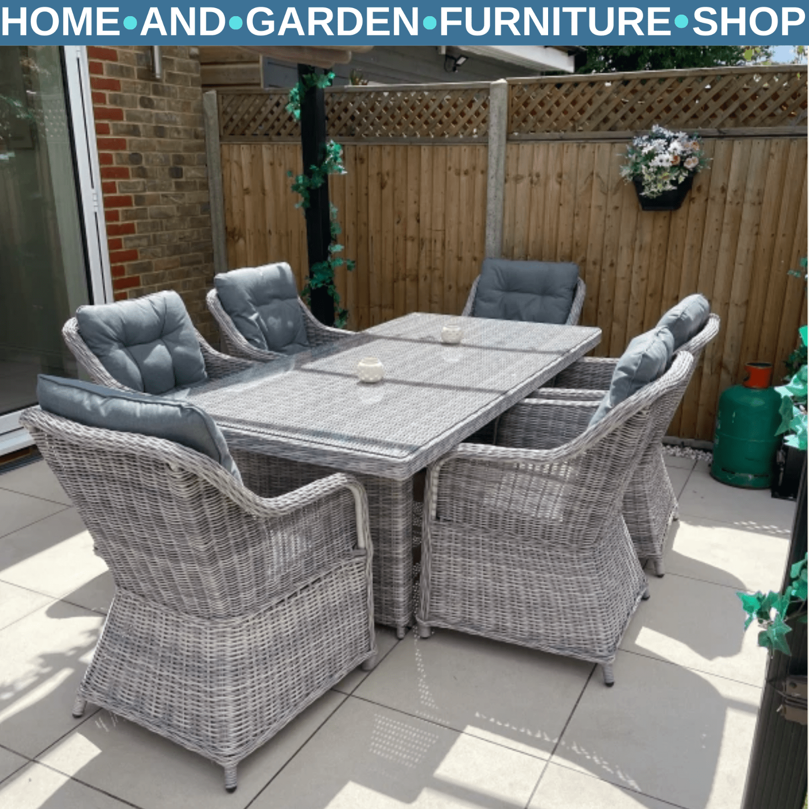 7 - Pcs Outdoor Rattan Dining Set with Aluminium Chairs & Tempered Glass Top Table - Home and Garden Furniture Shop - rustic - furniture