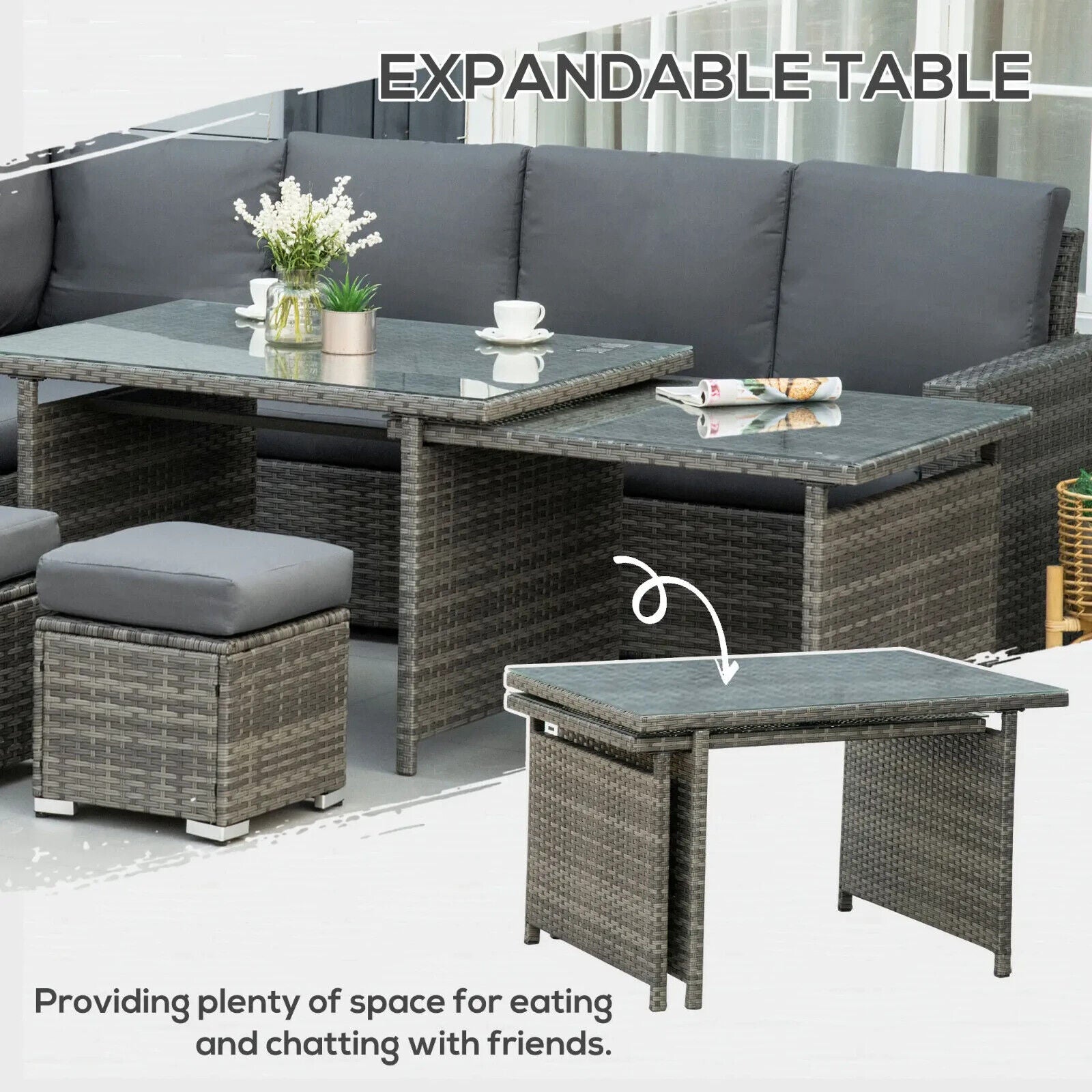 7 Pcs Rattan Garden Furniture Set 10 Seater Sofa Sectional w/ Cushion&Footstool - Home and Garden Furniture Shop - #rustic - furniture#