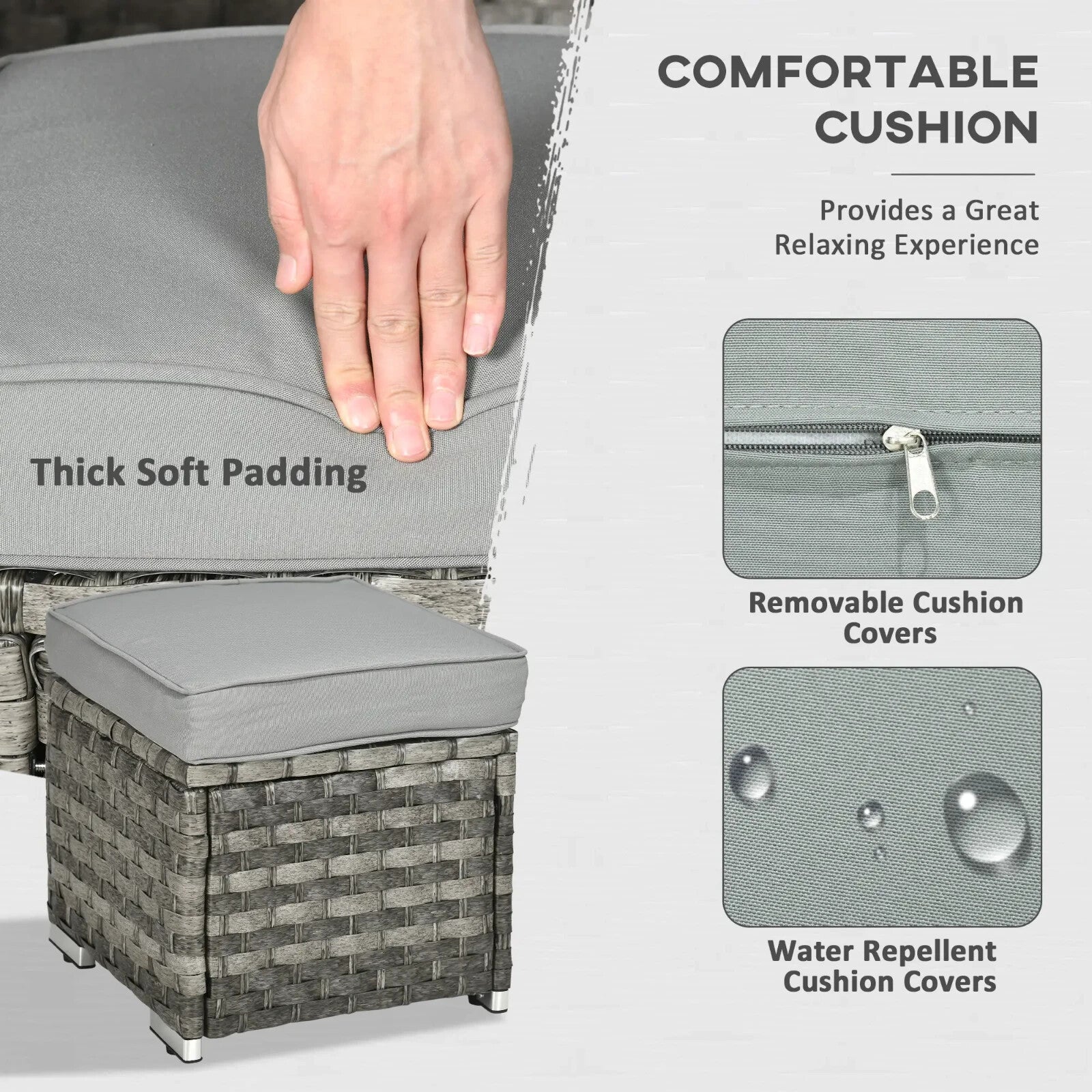 7 Pcs Rattan Garden Furniture Set w/ Gas Fire Pit Table Corner Sofa & Footstool - Home and Garden Furniture Shop - rustic - furniture