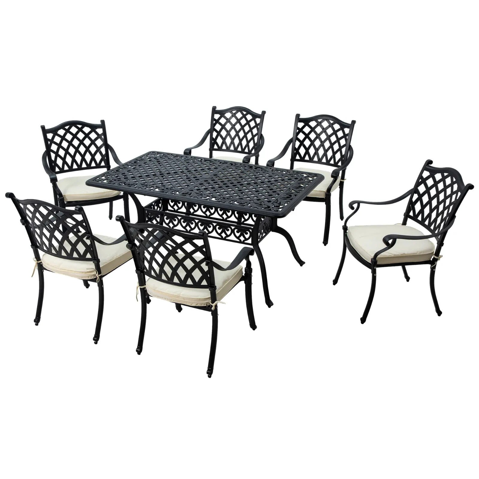 7 Piece Aluminium Patio Dining Set Garden Table & Chair w/ Umbrella Hole Outdoor - Home and Garden Furniture Shop - rustic - furniture