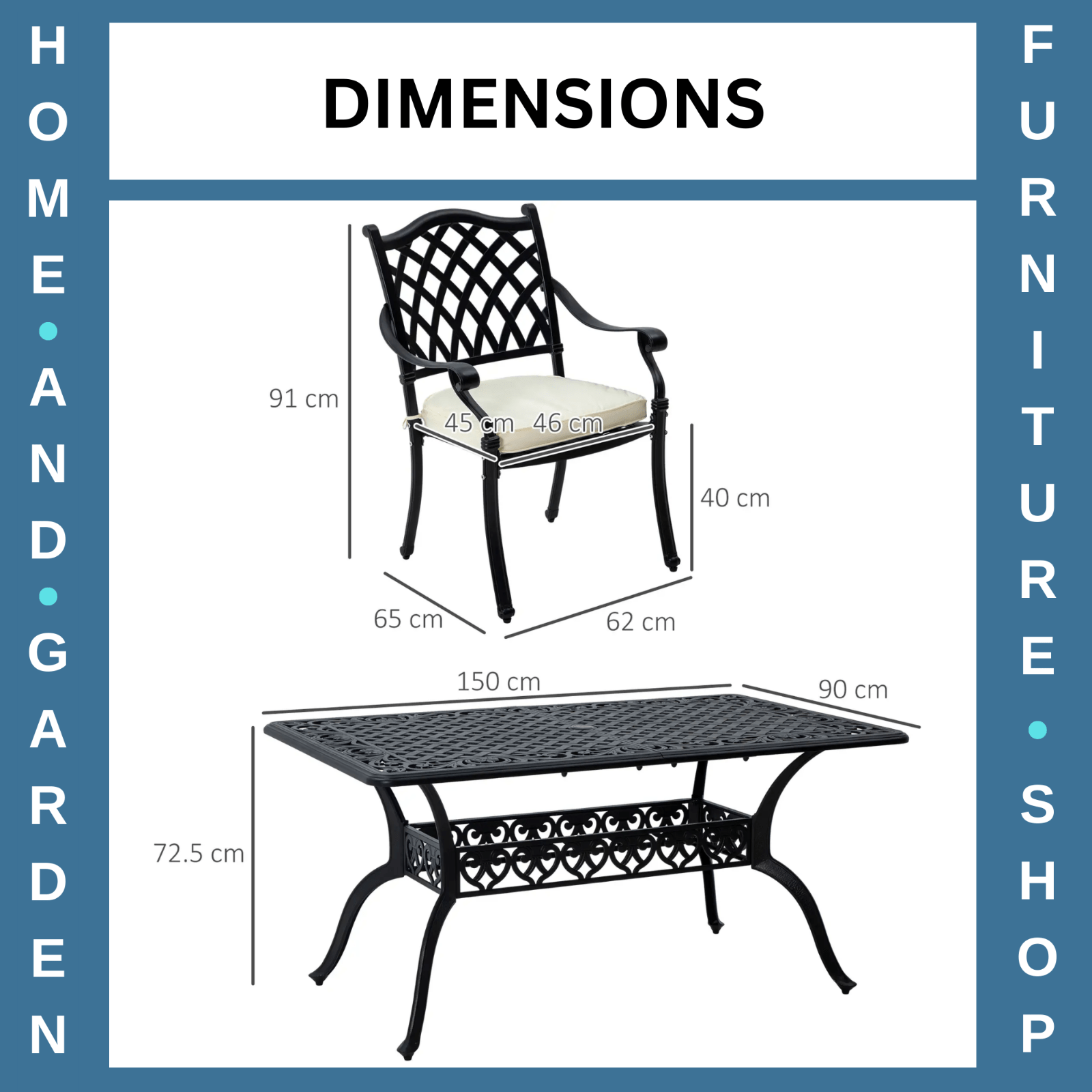 7 Piece Aluminium Patio Dining Set Garden Table & Chair w/ Umbrella Hole Outdoor - Home and Garden Furniture Shop - rustic - furniture