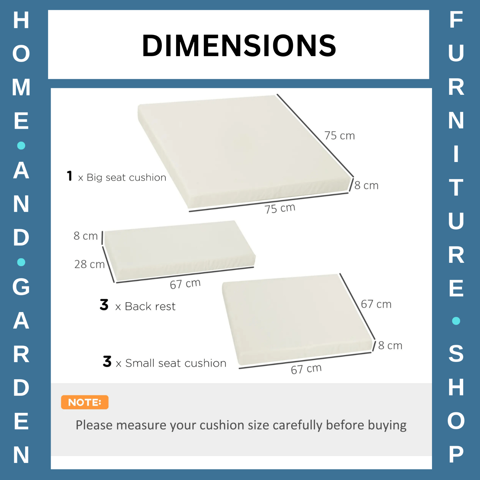 7 Piece Garden Cushion Set for Rattan Furniture Outdoor Patio Replacement Pads - Home and Garden Furniture Shop - rustic - furniture