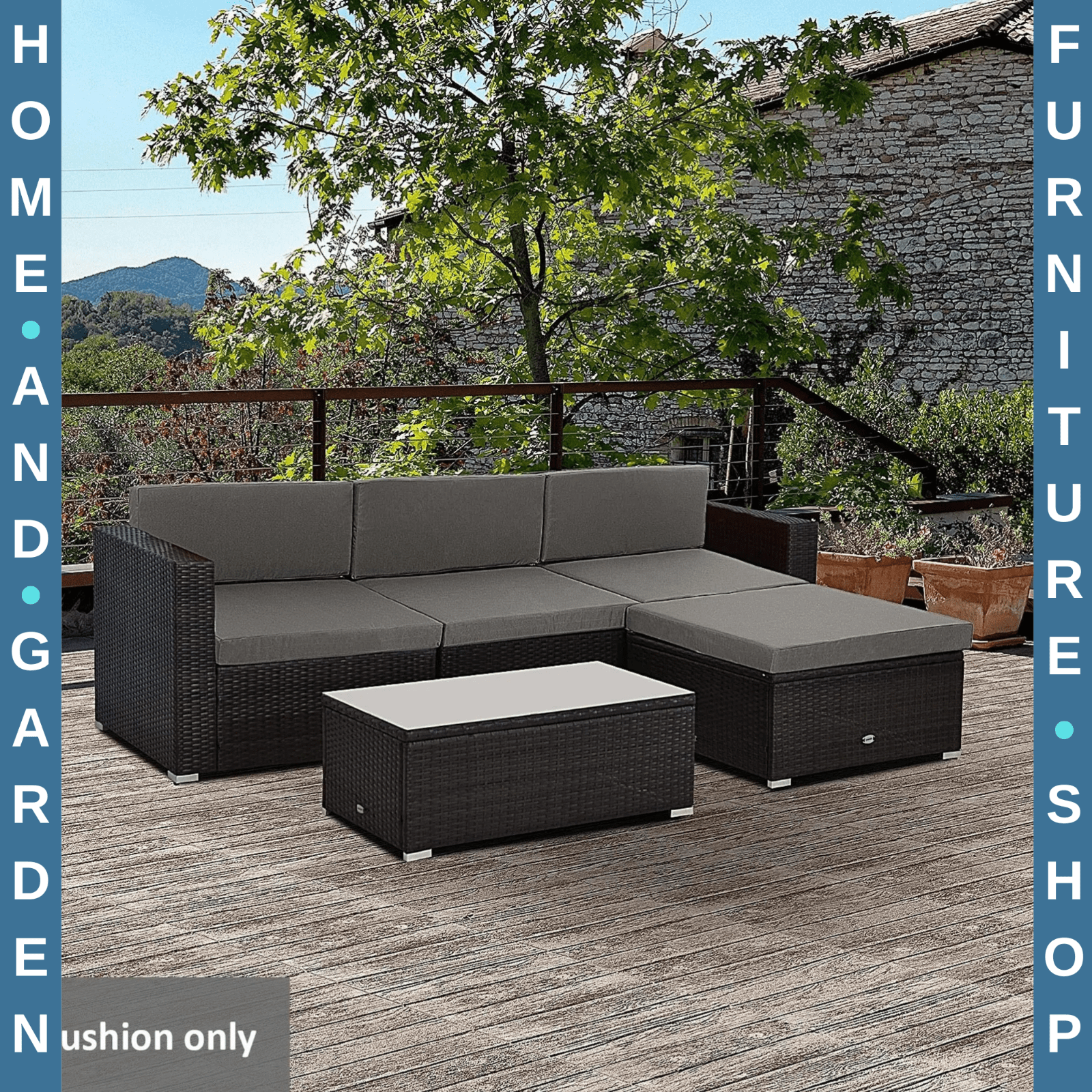 7 Piece Garden Cushion Set for Rattan Furniture Outdoor Patio Replacement Pads - Home and Garden Furniture Shop - rustic - furniture