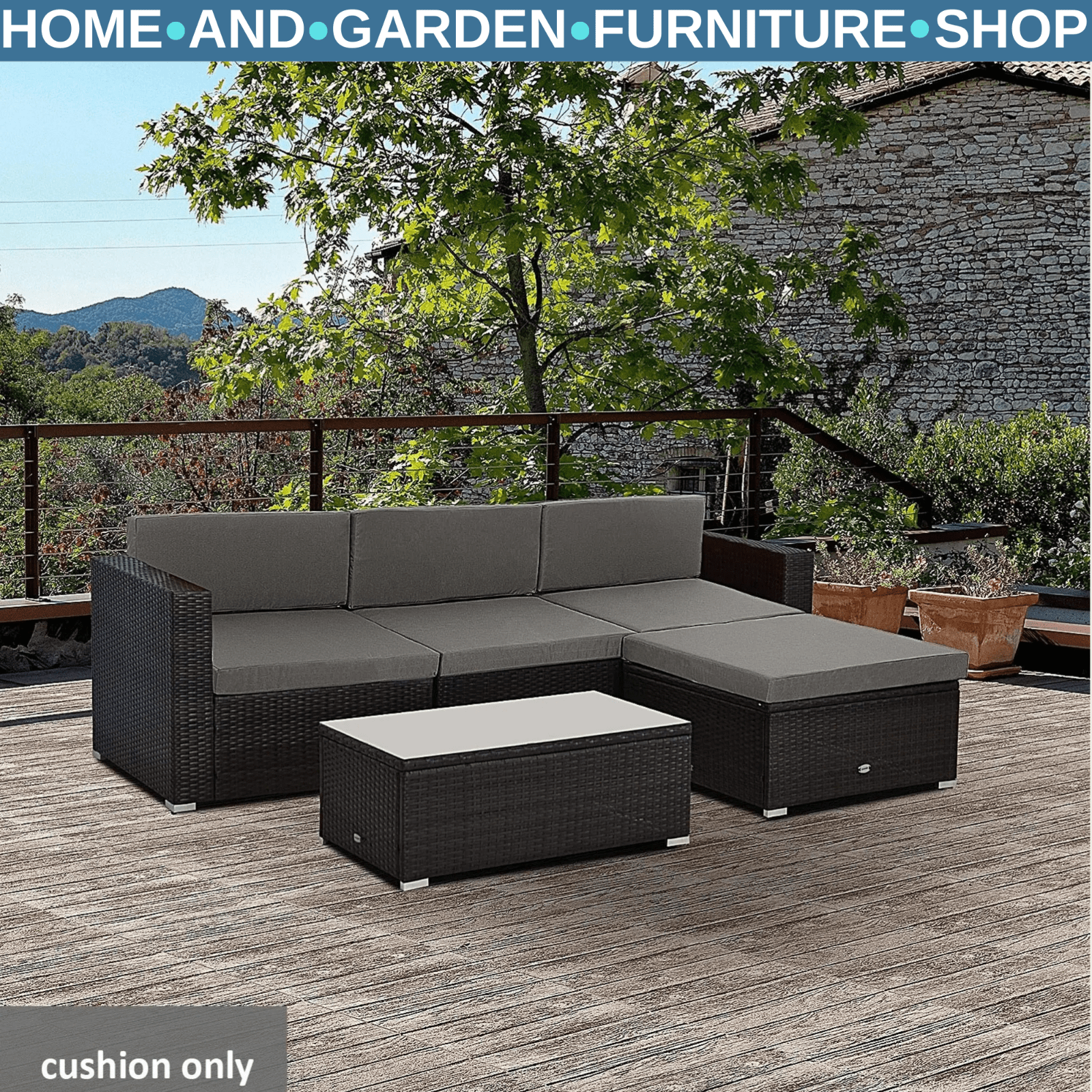 7 Piece Garden Cushion Set for Rattan Furniture Outdoor Patio Replacement Pads - Home and Garden Furniture Shop - rustic - furniture