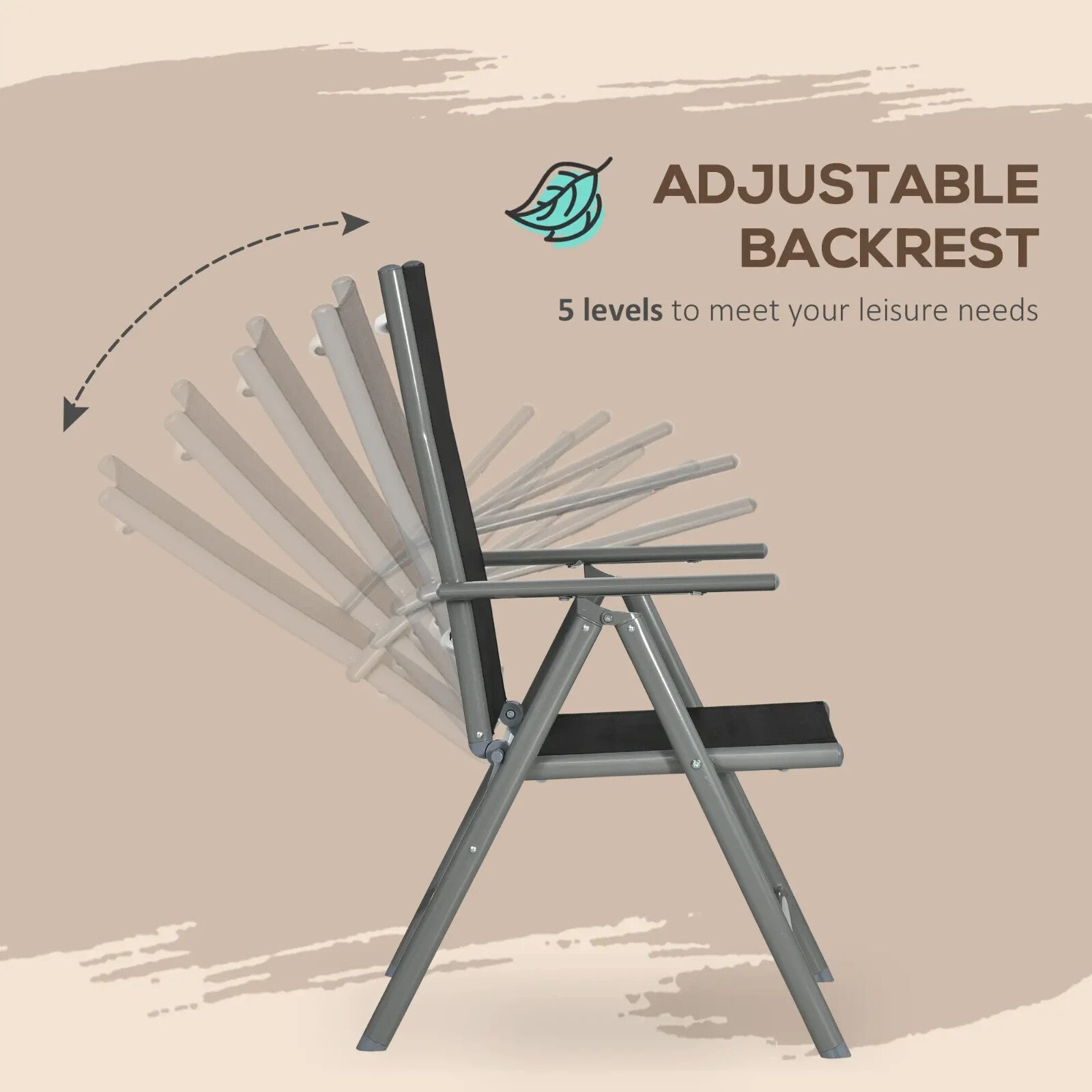 7 - Piece Garden Dining Set with Aluminium Frame & Folding Reclining Chairs Black - Home and Garden Furniture Shop - rustic - furniture