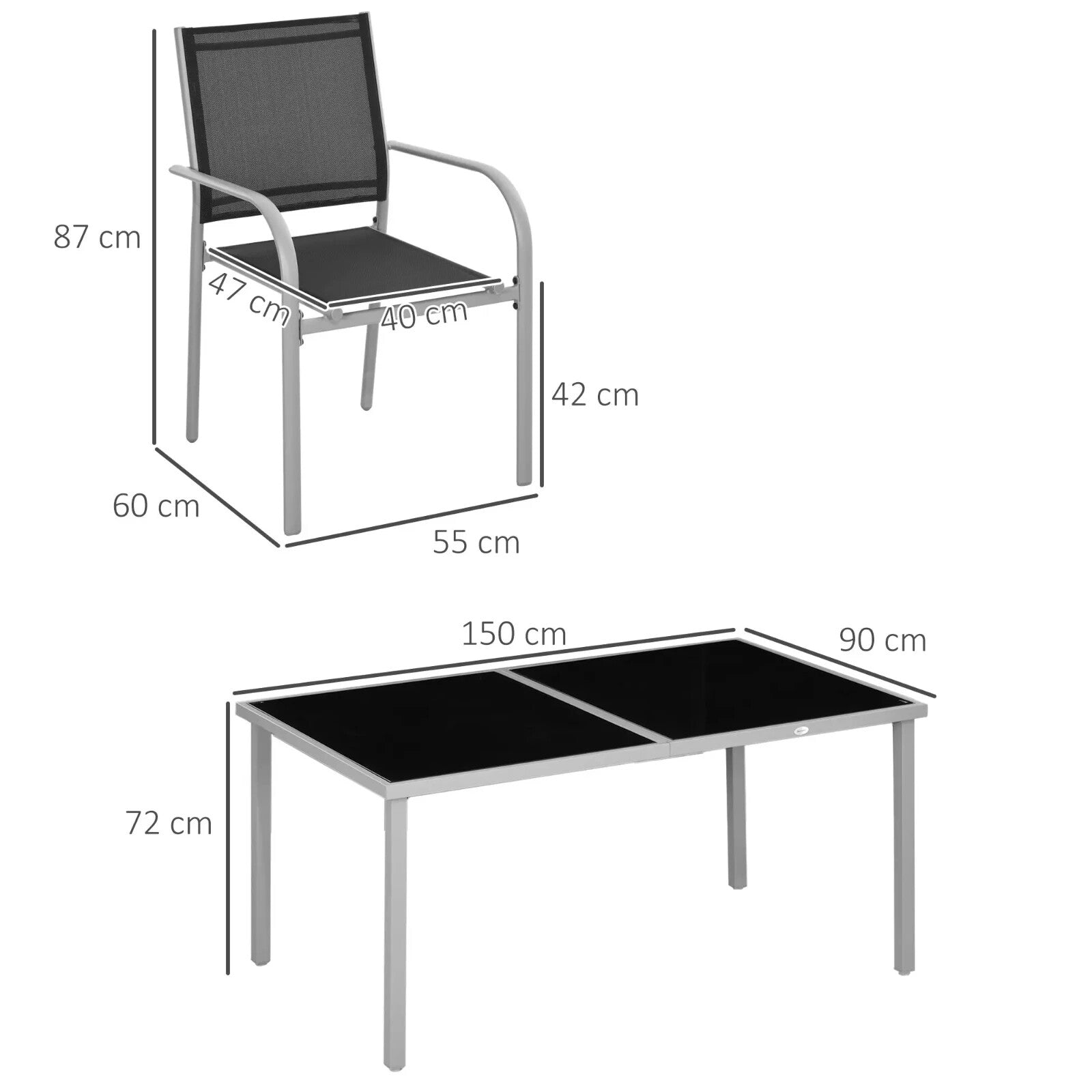7 Piece Garden Dining Set with Glass Table and 6 Stackable Mesh Chairs Outdoor - Home and Garden Furniture Shop - rustic - furniture