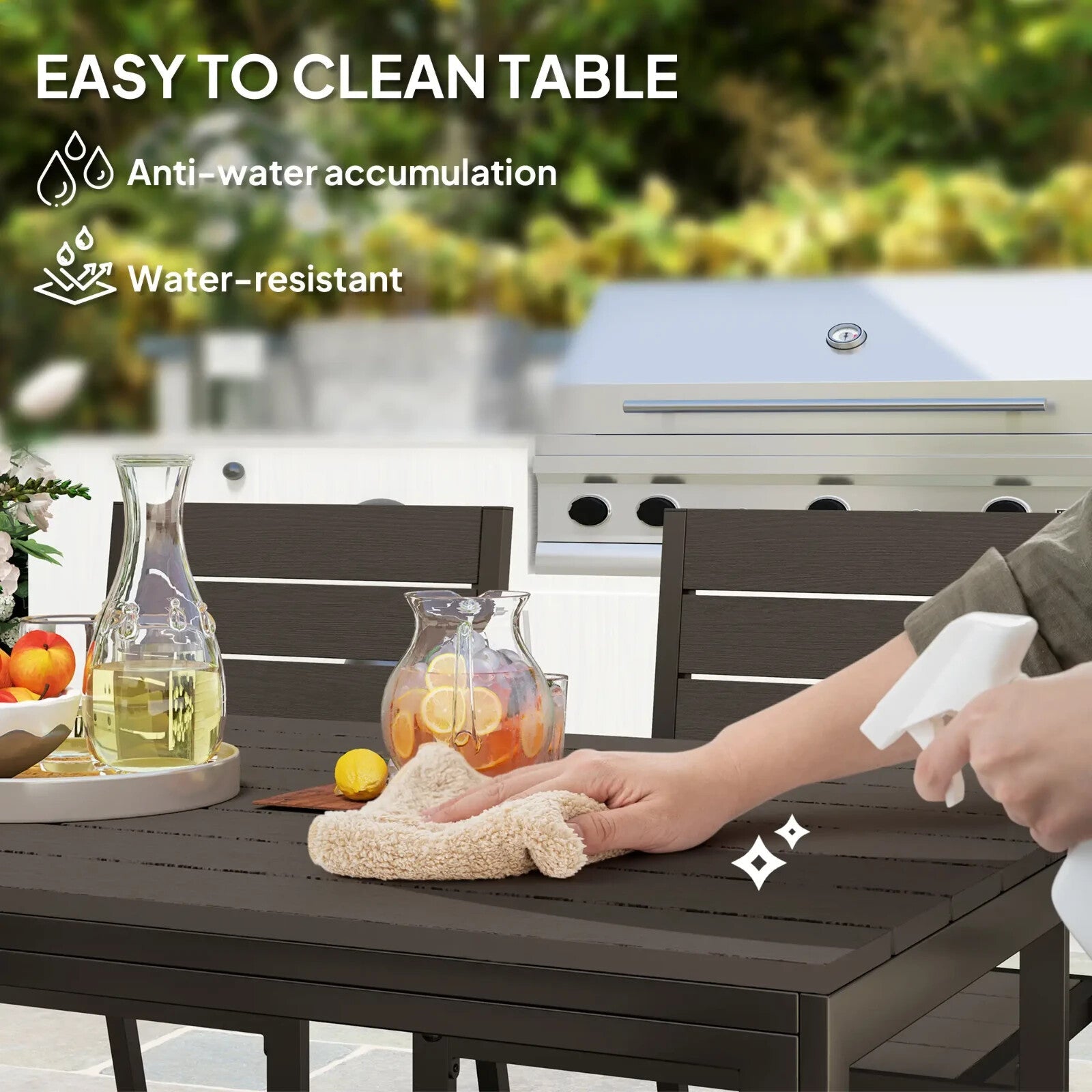 7 Piece Garden Furniture Set 160 x 80 cm Table with 6 Stackable Chairs Outdoor - Home and Garden Furniture Shop - rustic - furniture