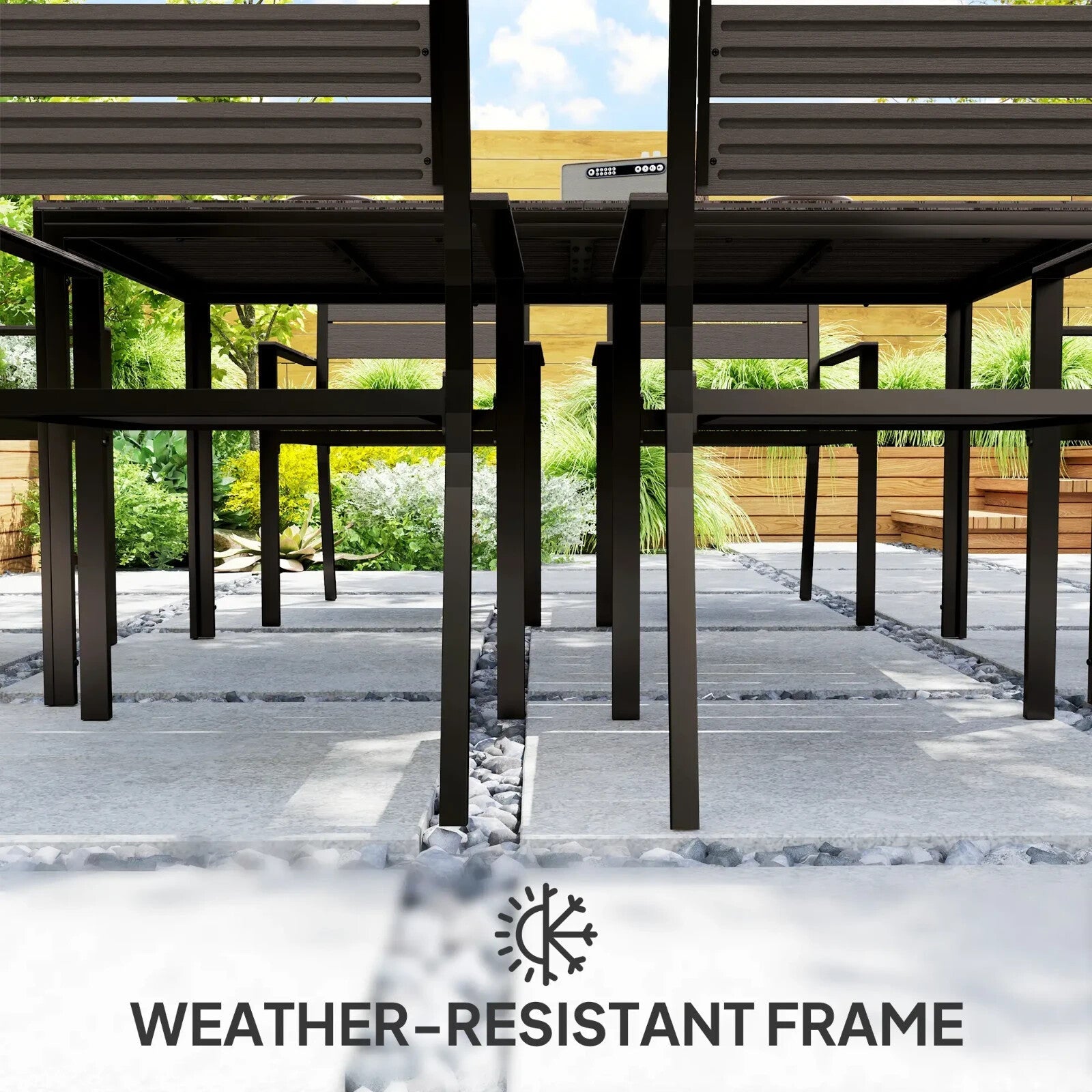 7 Piece Garden Furniture Set 160 x 80 cm Table with 6 Stackable Chairs Outdoor - Home and Garden Furniture Shop - rustic - furniture