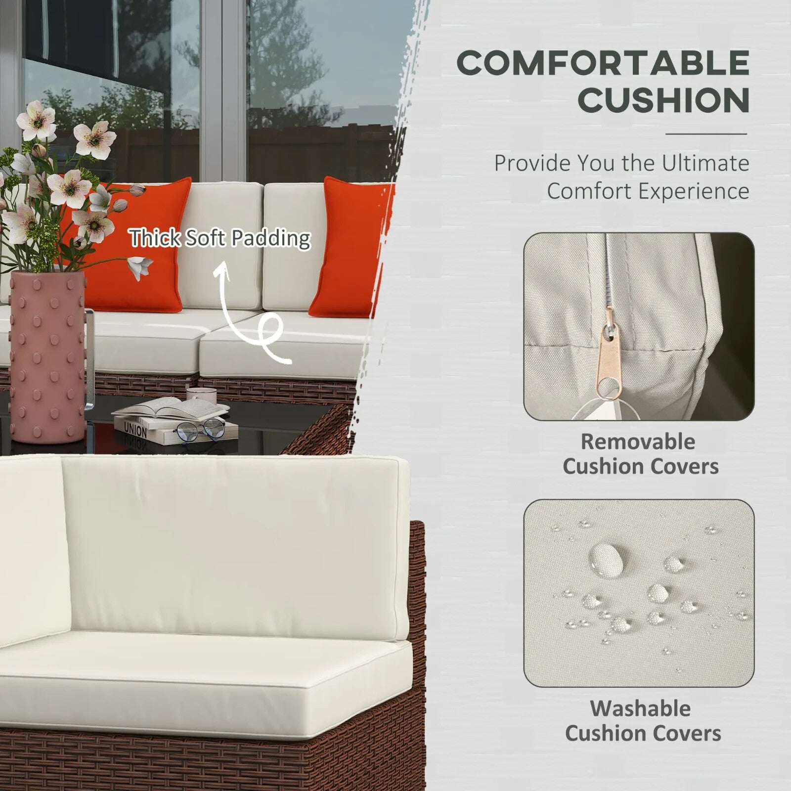 7 Piece Rattan Garden Furniture Set Corner Sofa with Cushions and Glass Table - Home and Garden Furniture Shop - rustic - furniture