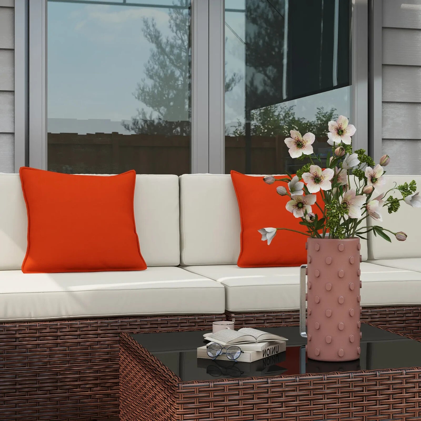 7 Piece Rattan Garden Furniture Set Corner Sofa with Cushions and Glass Table - Home and Garden Furniture Shop - rustic - furniture