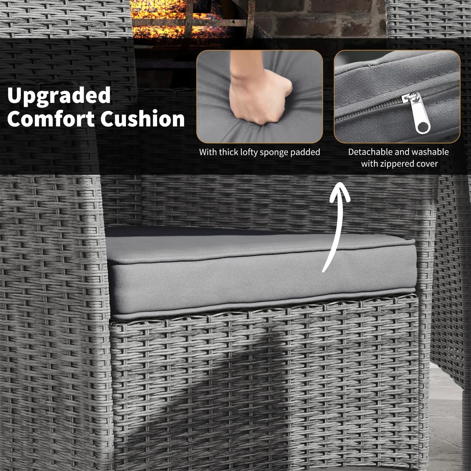 7 Piece Rattan Garden Furniture Set with Cushions 6 Seater Dining Table & Chairs - Home and Garden Furniture Shop - rustic - furniture