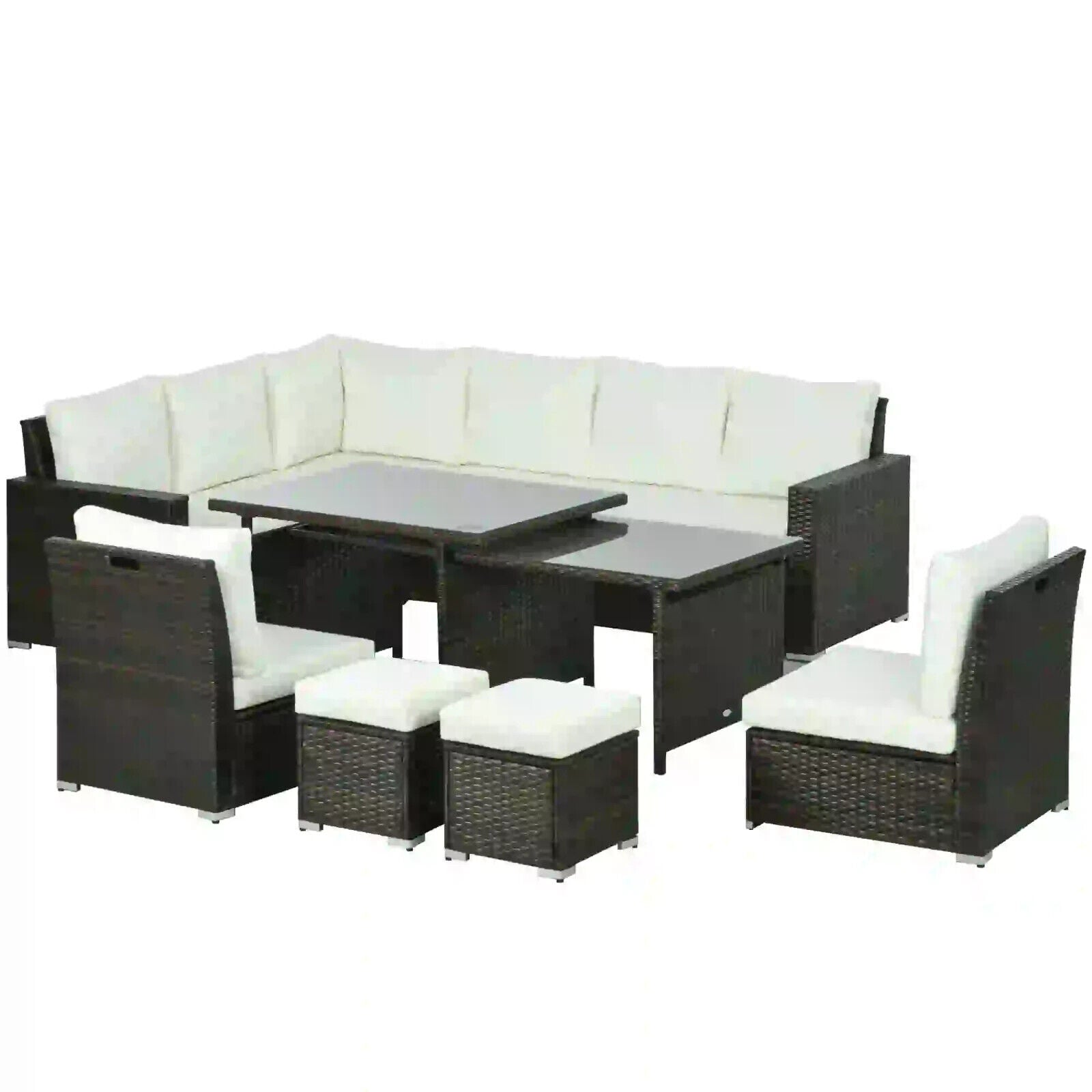 7 Piece Rattan Garden Furniture Set with Footstools and Expandable Glass Table - Home and Garden Furniture Shop - #rustic - furniture#