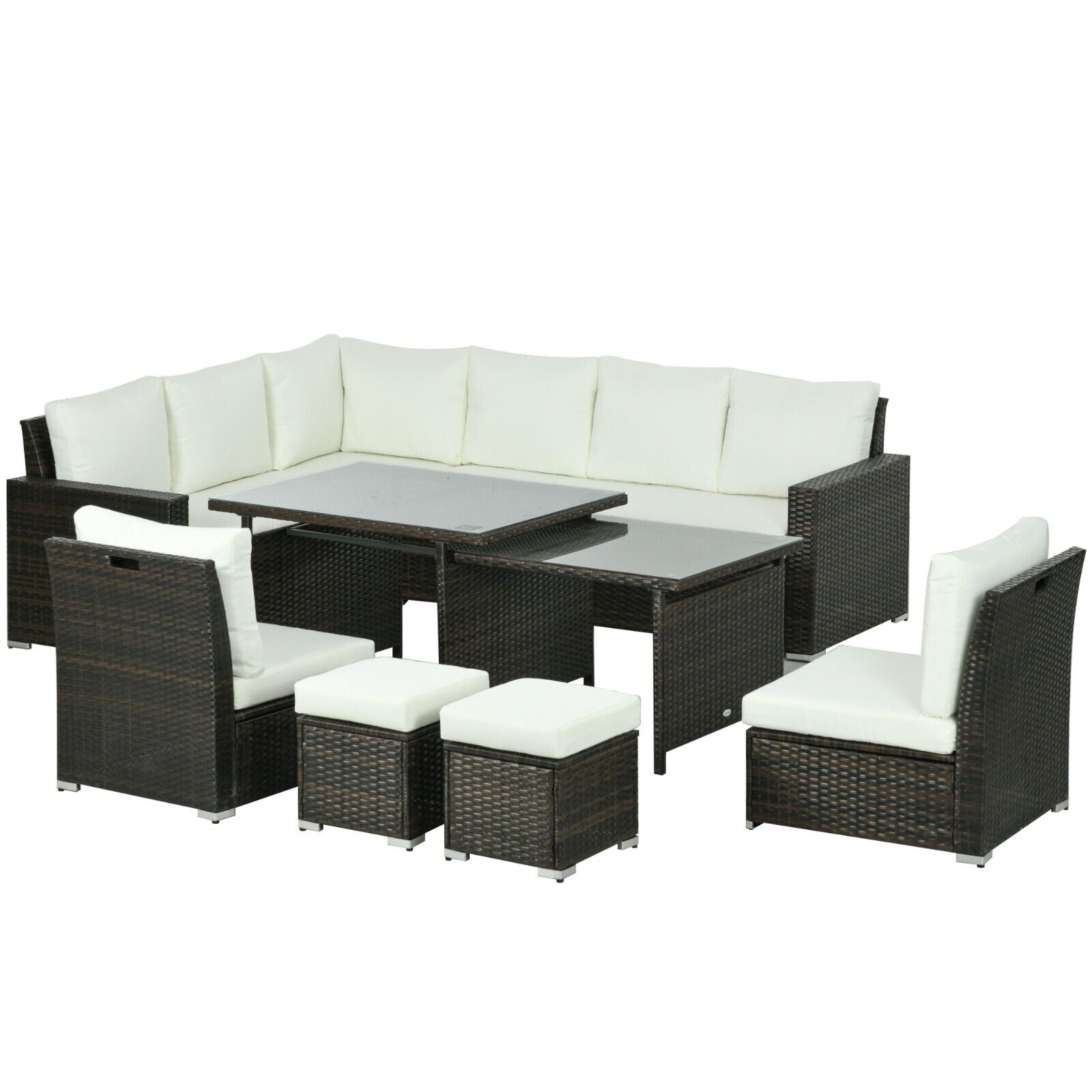 7 Piece Rattan Garden Furniture Set with Footstools and Expandable Glass Table - Home and Garden Furniture Shop - #rustic - furniture#