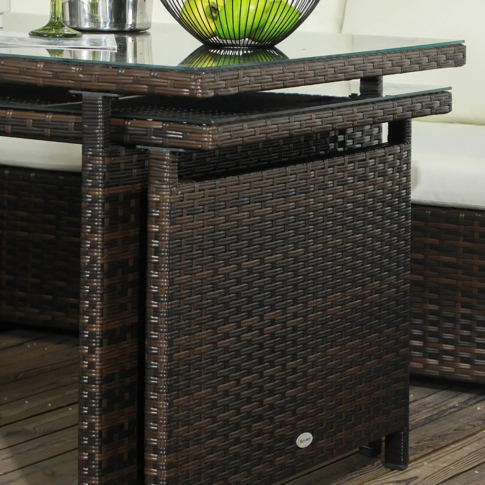 7 Piece Rattan Garden Furniture Set with Footstools and Expandable Glass Table - Home and Garden Furniture Shop - #rustic - furniture#