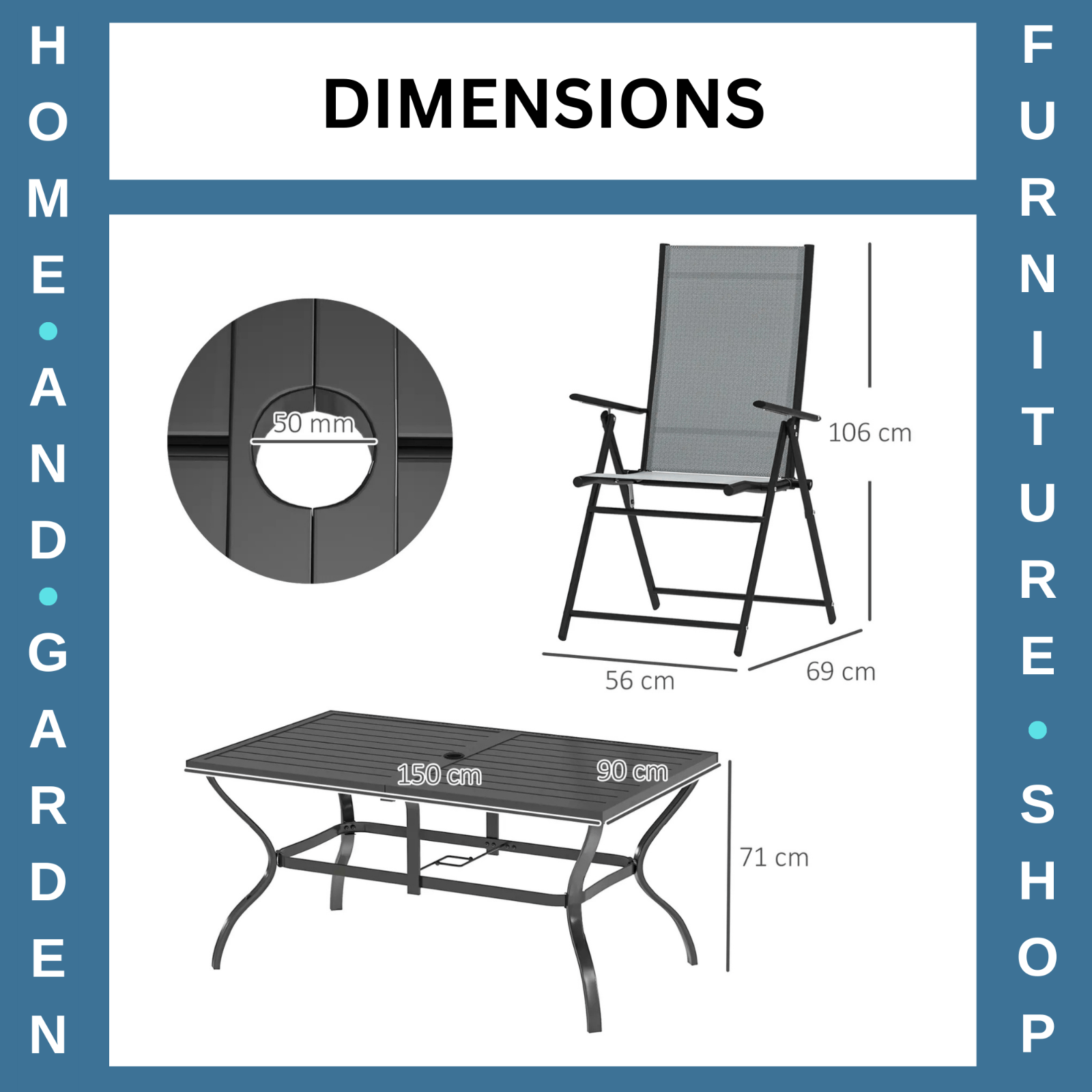 7 Piece Steel Outdoor Dining Set Garden Furniture w/ Parasol Hole for Patio Lawn - Home and Garden Furniture Shop - #rustic - furniture#