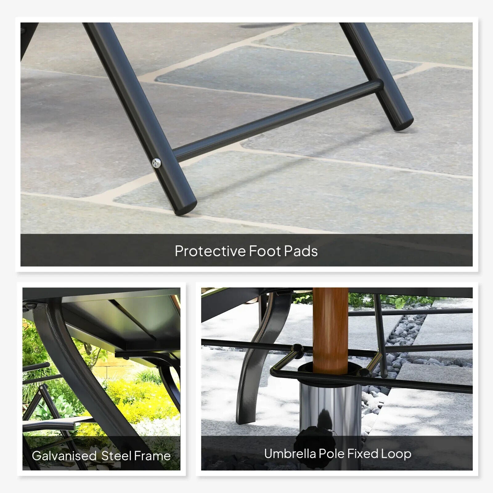 7 Piece Steel Outdoor Dining Set Garden Furniture w/ Parasol Hole for Patio Lawn - Home and Garden Furniture Shop - #rustic - furniture#