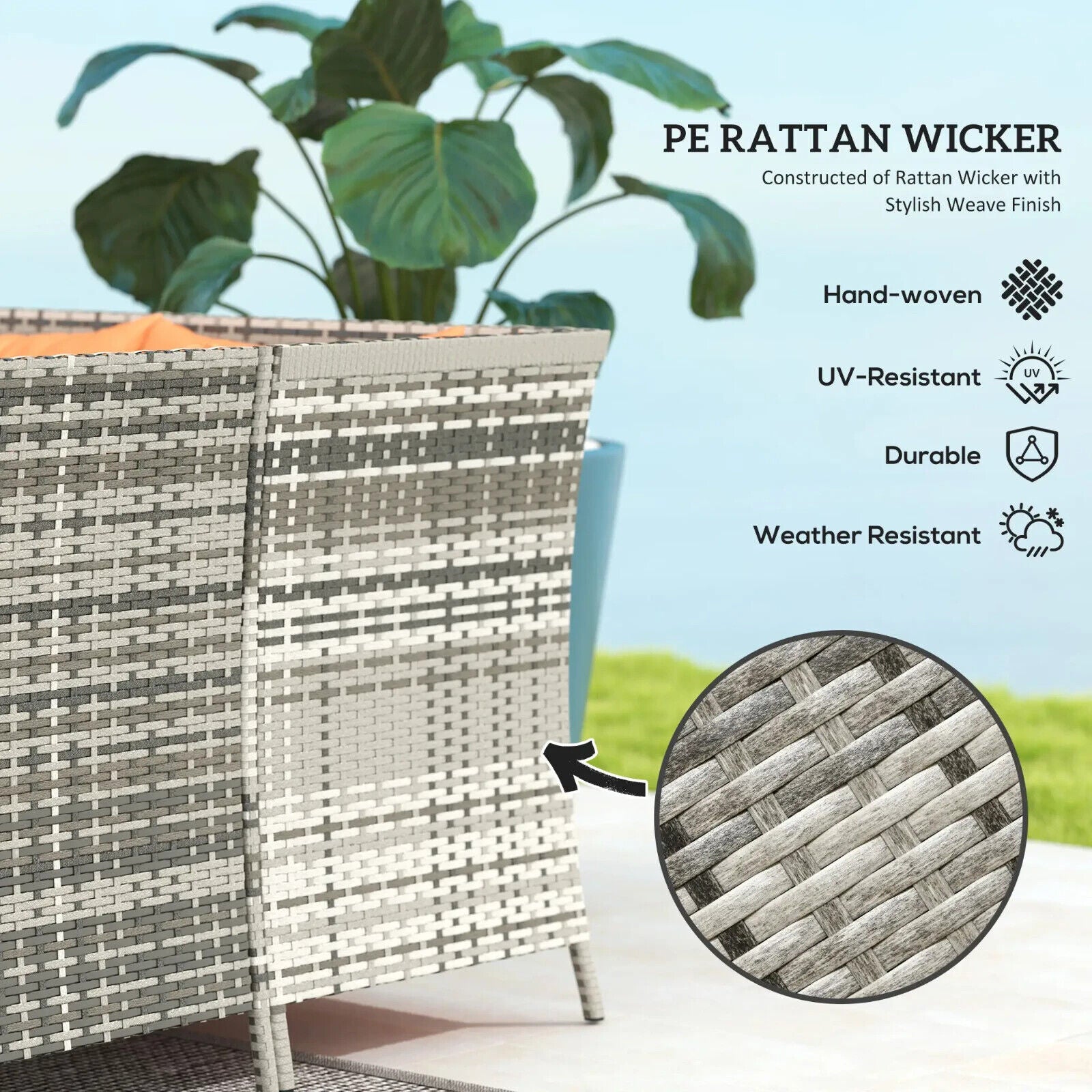 7 Seater Rattan Garden Sofa Set with Cushions & Glass Table Wicker Furniture - Home and Garden Furniture Shop - #rustic - furniture#