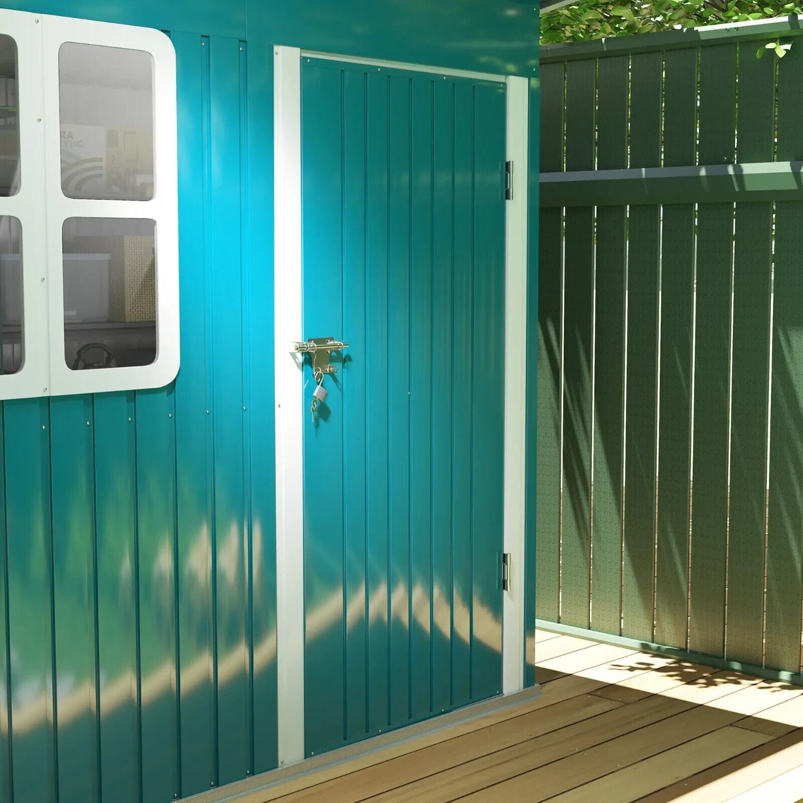 7 x 4ft Galvanised Steel Garden Shed with Foundation Kit Window Green Tool Shed - Home and Garden Furniture Shop - #rustic - furniture#