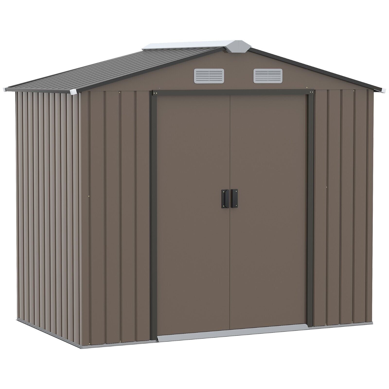 7 x 4ft Metal Garden Shed Storage with Foundation Kit and Vents Brown Tool Shed - Home and Garden Furniture Shop - #rustic - furniture#