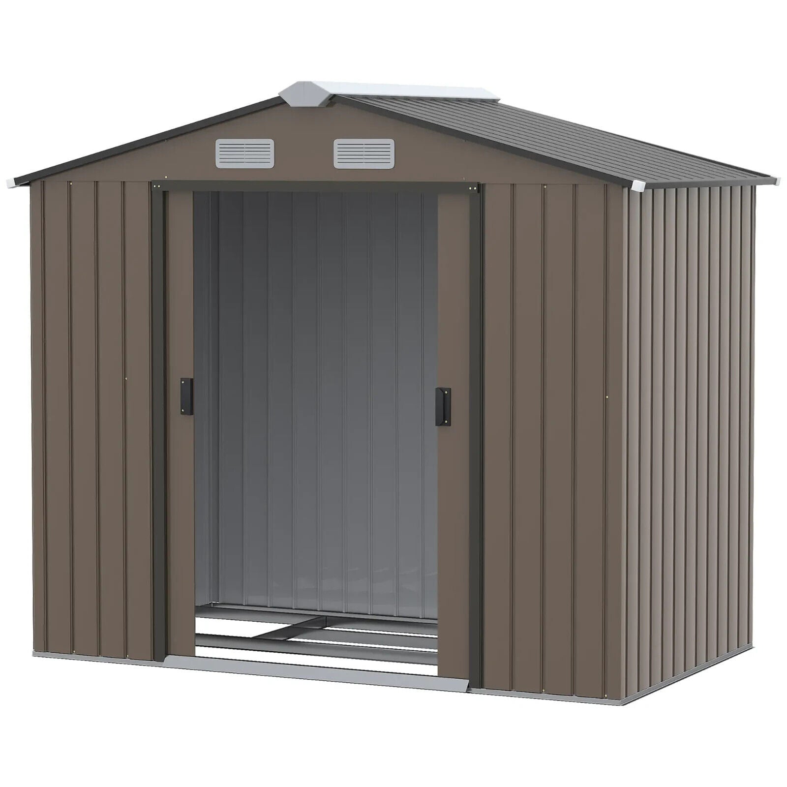 7 x 4ft Metal Garden Shed Storage with Foundation Kit and Vents Brown Tool Shed - Home and Garden Furniture Shop - #rustic - furniture#