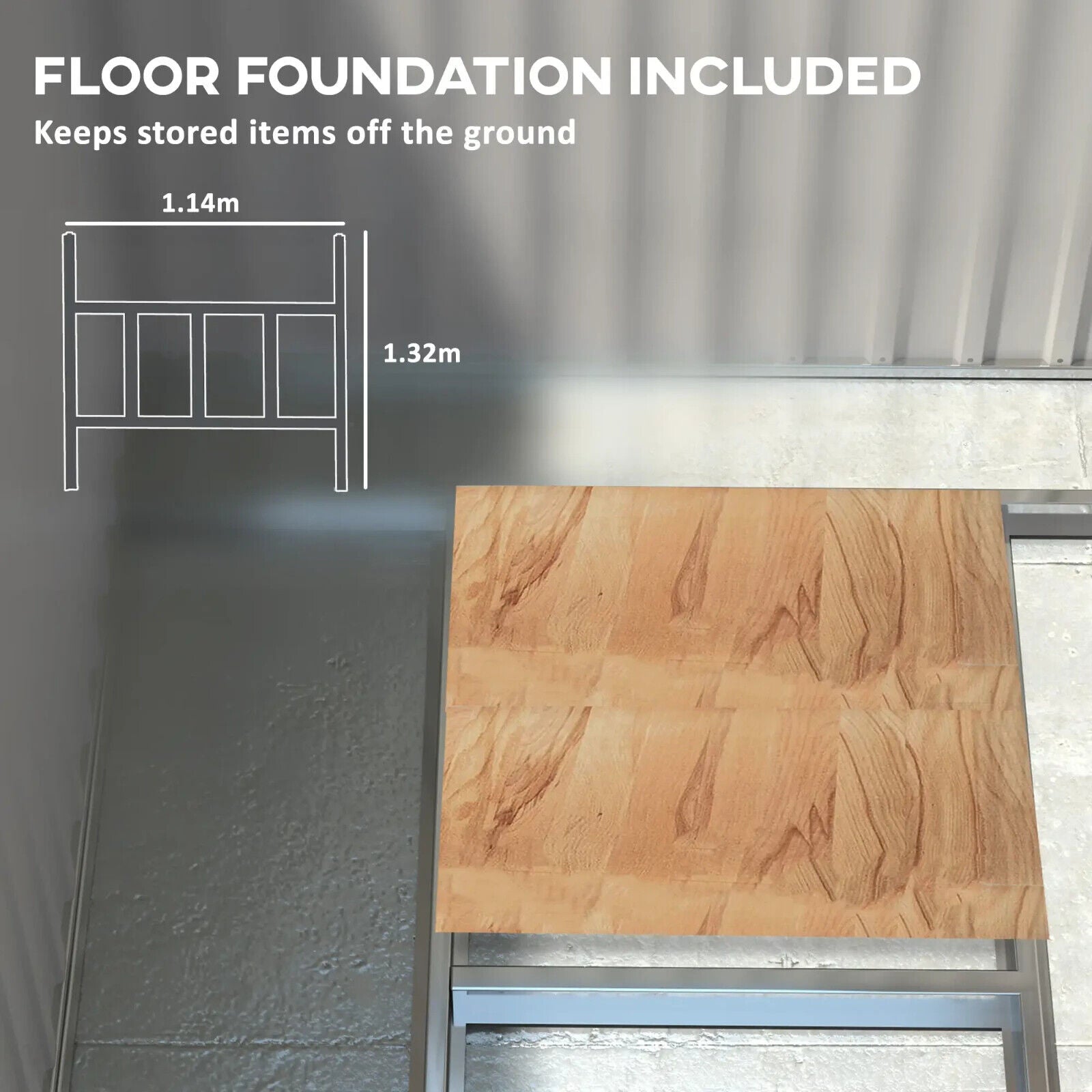 7 x 5FT Garden Shed Foundation Kit Lean to Metal Tool Shed Storage Shelves Green - Home and Garden Furniture Shop - #rustic - furniture#