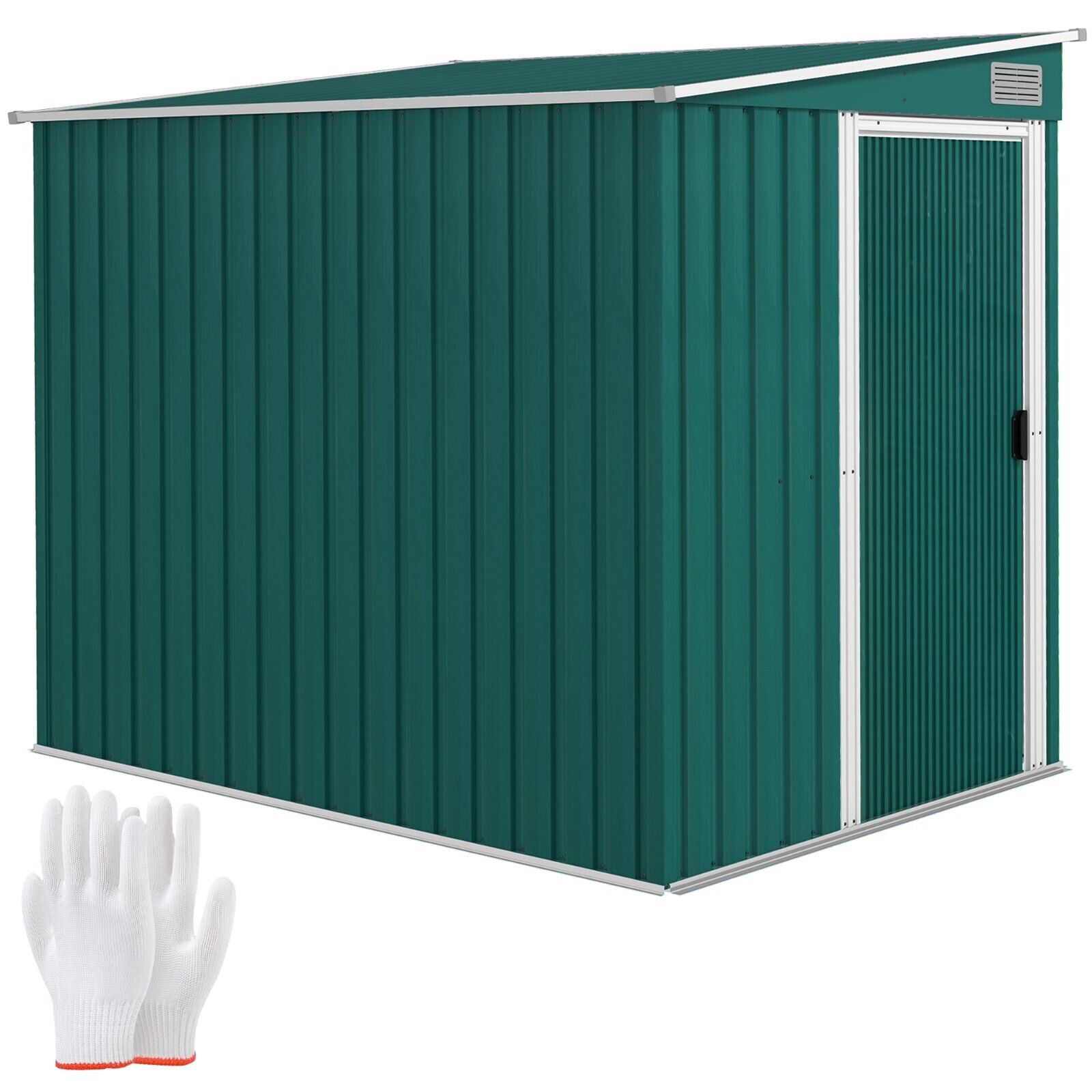 7 x 5FT Garden Shed Foundation Kit Lean to Metal Tool Shed Storage Shelves Green - Home and Garden Furniture Shop - #rustic - furniture#