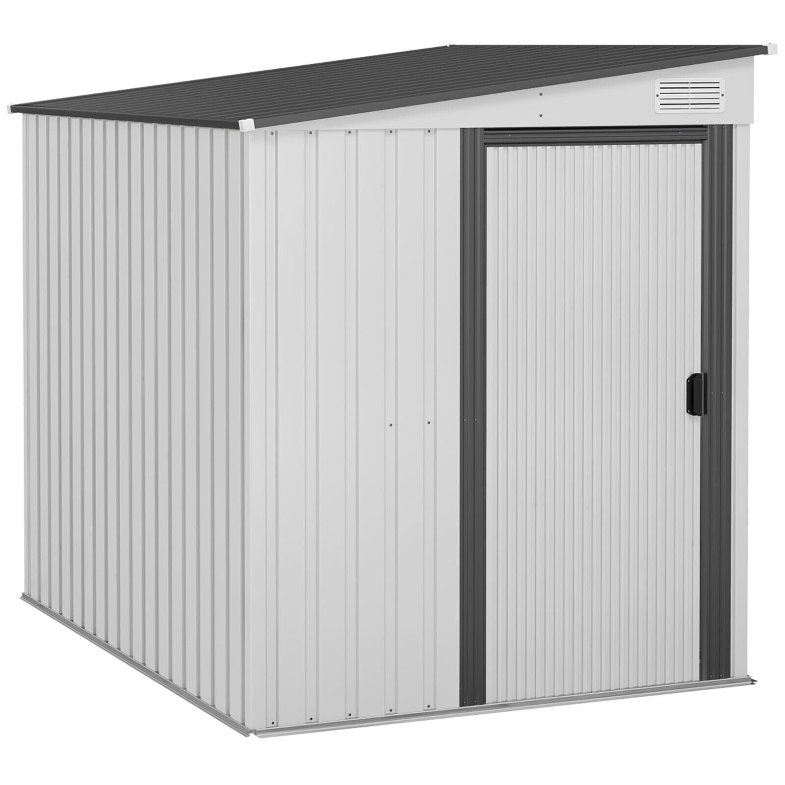 7 x 5FT Lean to Metal Garden Shed with Foundation Sliding Door Tool Storage Vent - Home and Garden Furniture Shop - rustic - furniture
