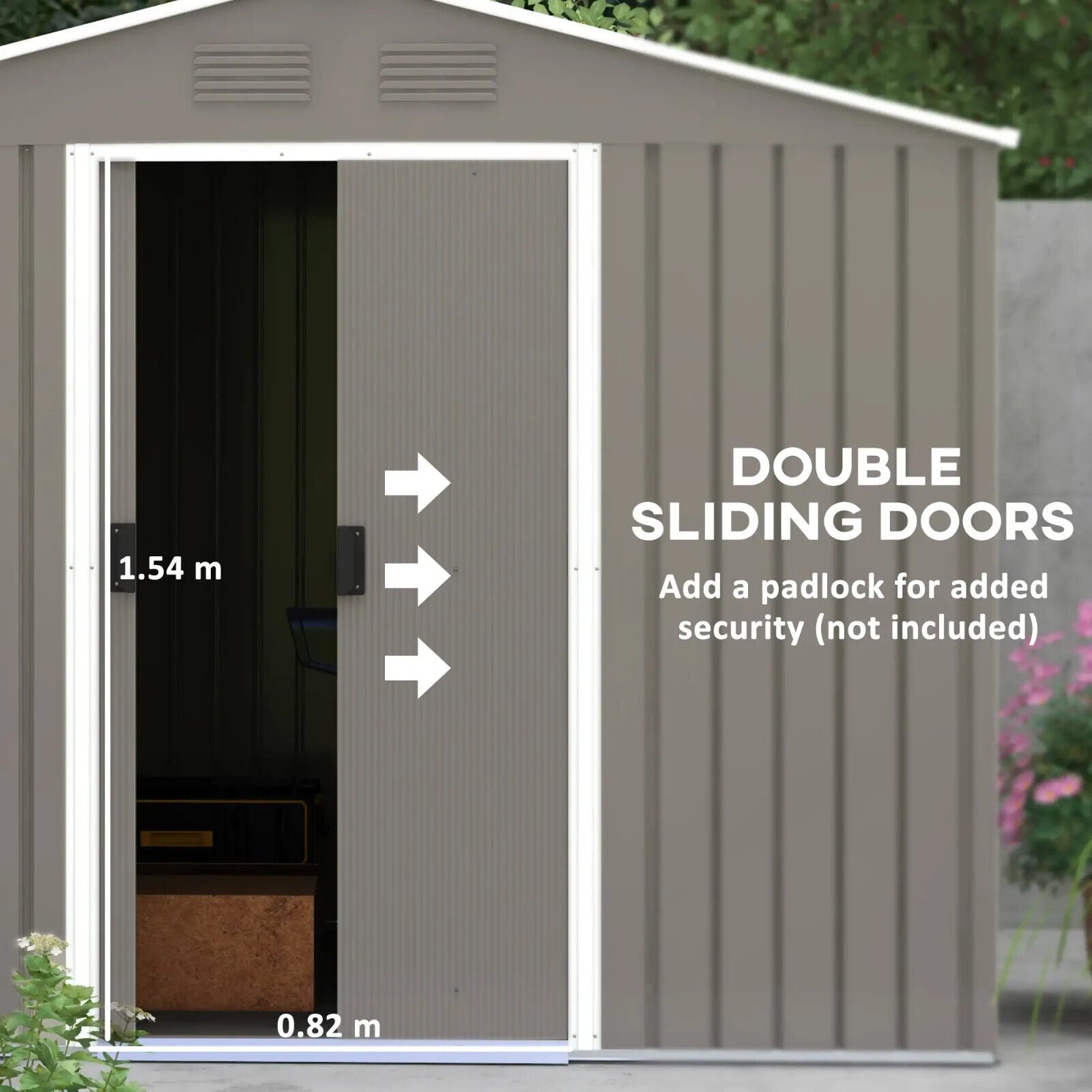 7.7 x 5.7ft Outdoor Garden Storage Metal Tool Shed w/ Sliding Doors Ventilation - Home and Garden Furniture Shop - #rustic - furniture#