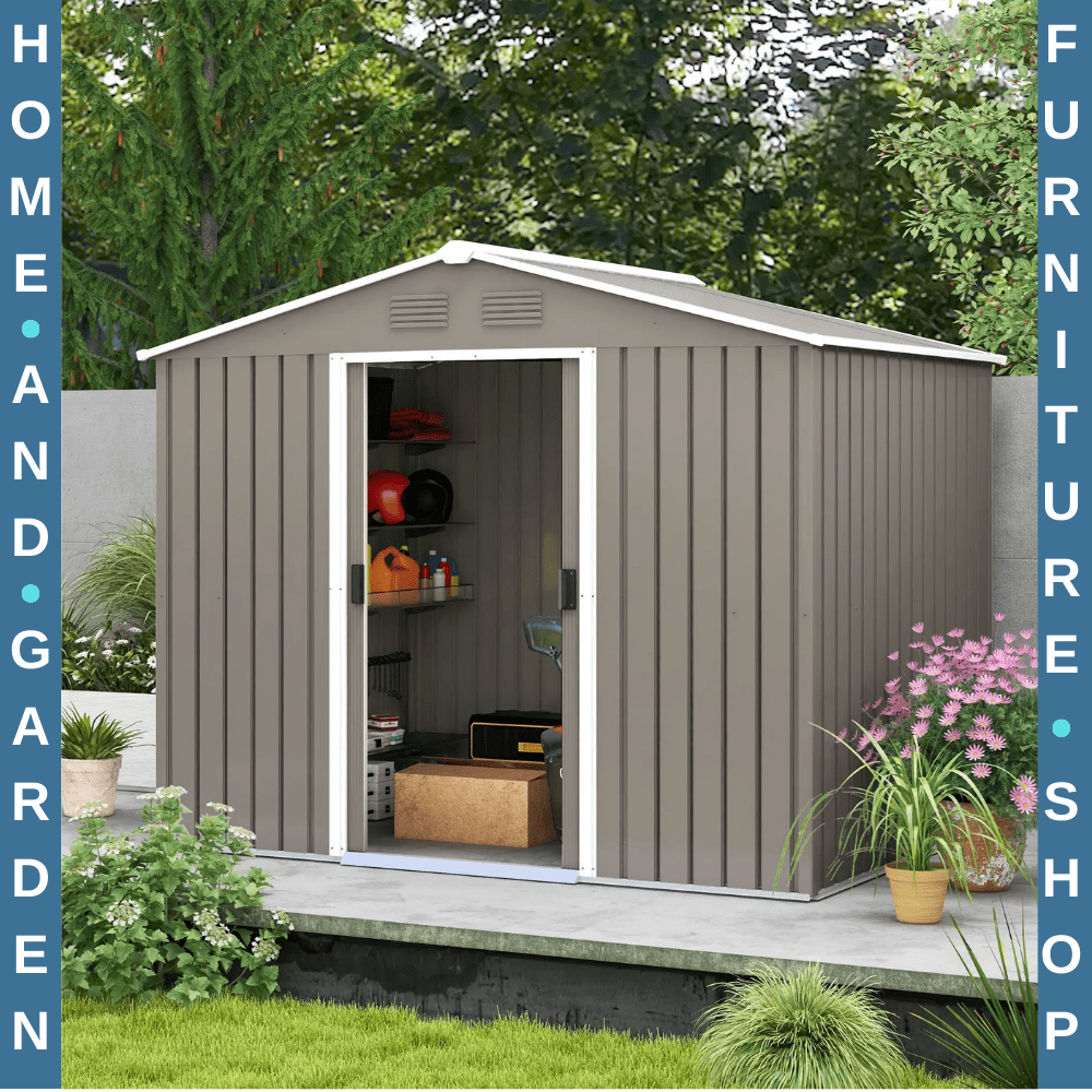 7.7 x 5.7ft Outdoor Garden Storage Metal Tool Shed w/ Sliding Doors Ventilation - Home and Garden Furniture Shop - #rustic - furniture#