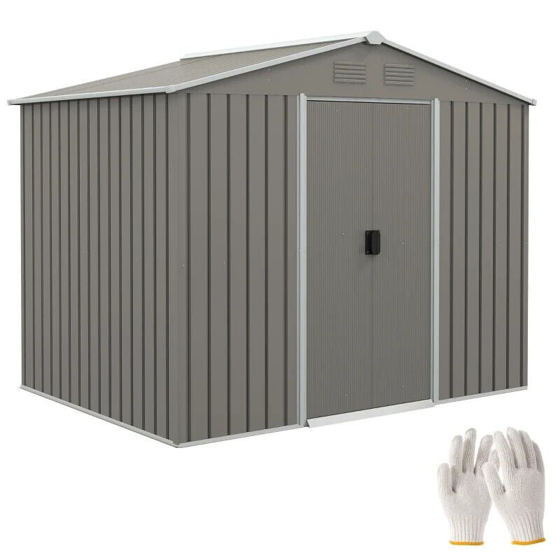 7.7 x 5.7ft Outdoor Garden Storage Metal Tool Shed w/ Sliding Doors Ventilation - Home and Garden Furniture Shop - #rustic - furniture#