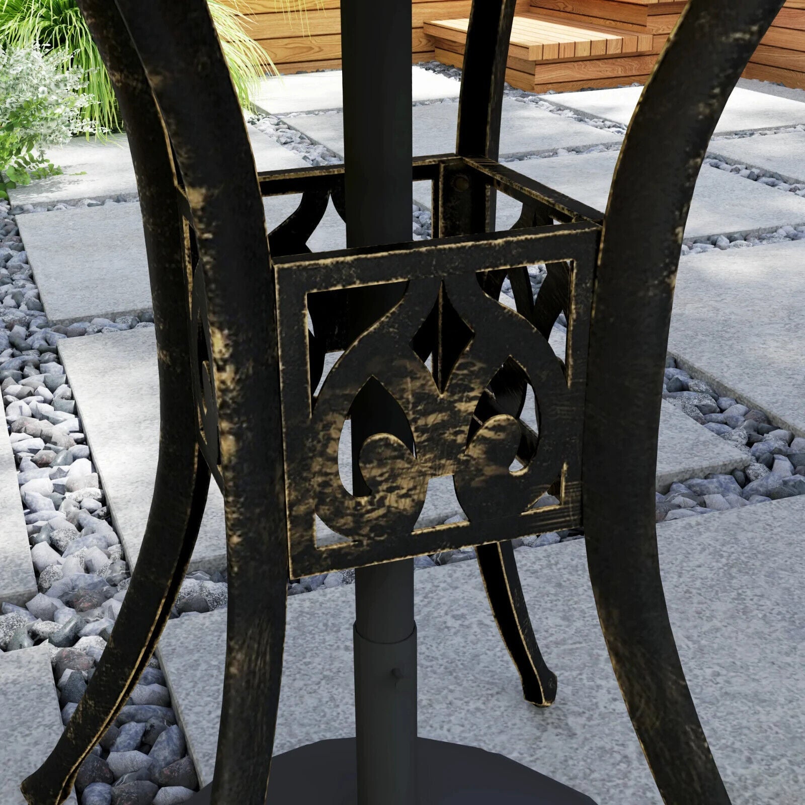 78 cm Round Garden Dining Table with Parasol Hole Cast Aluminium Outdoor Table - Home and Garden Furniture Shop - #rustic - furniture#