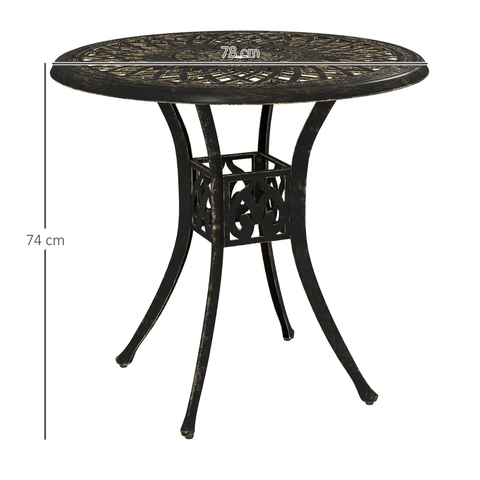 78 cm Round Garden Dining Table with Parasol Hole Cast Aluminium Outdoor Table - Home and Garden Furniture Shop - #rustic - furniture#