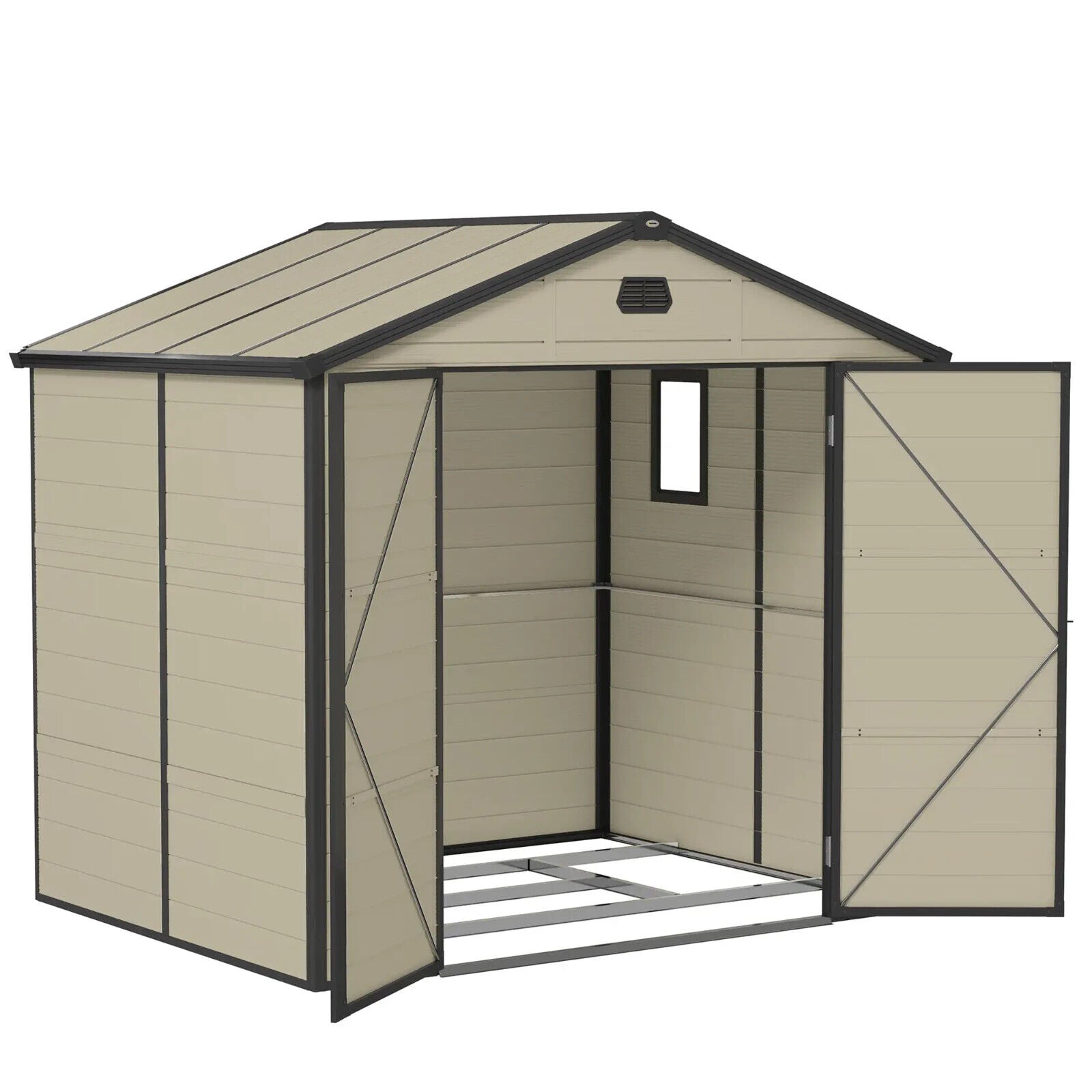 7.9 ft x 6.2 ft Garden Shed with Aluminium Frame Plastic Walls & Foundation Base - Home and Garden Furniture Shop - #rustic - furniture#