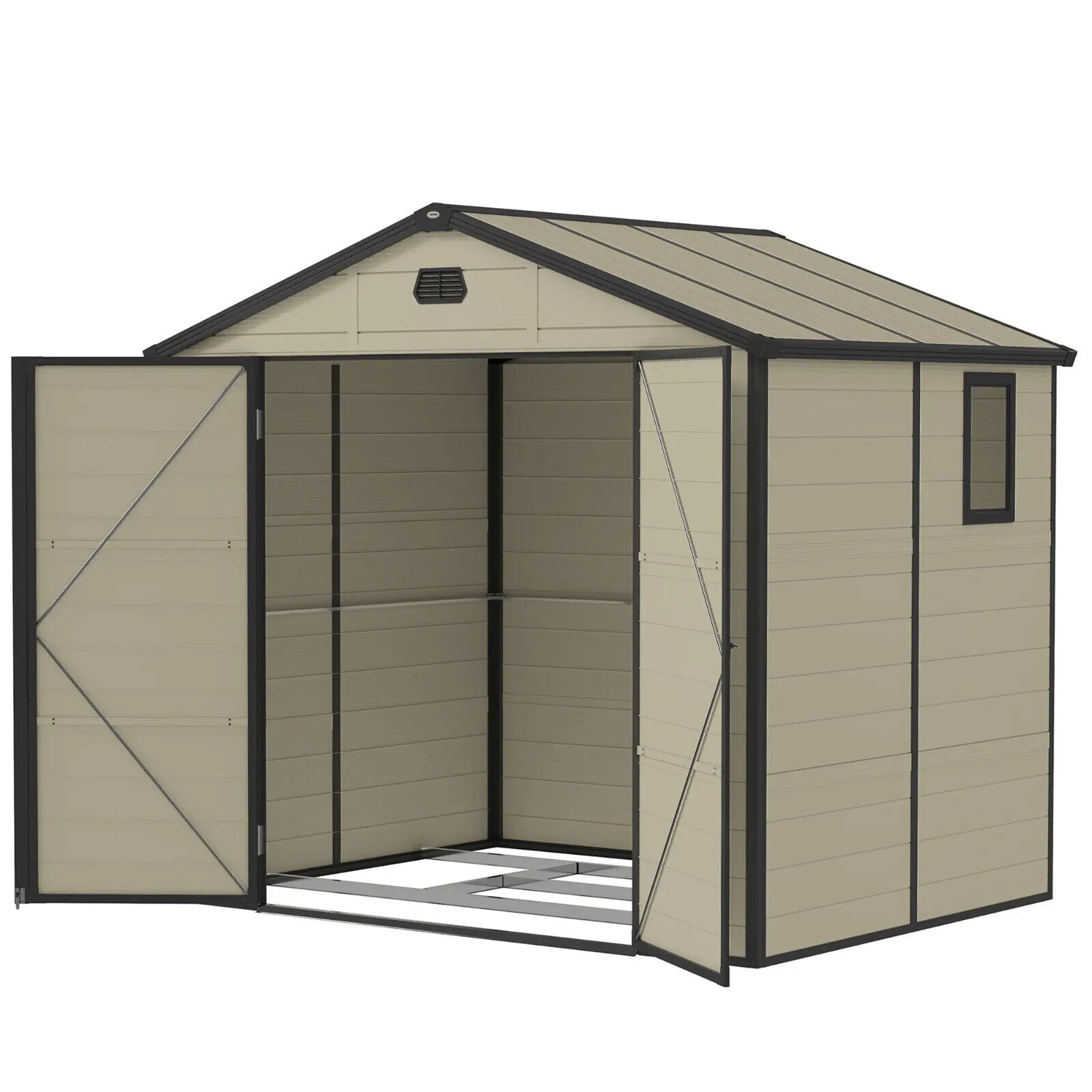 7.9 ft x 6.2 ft Garden Shed with Aluminium Frame Plastic Walls & Foundation Base - Home and Garden Furniture Shop - #rustic - furniture#