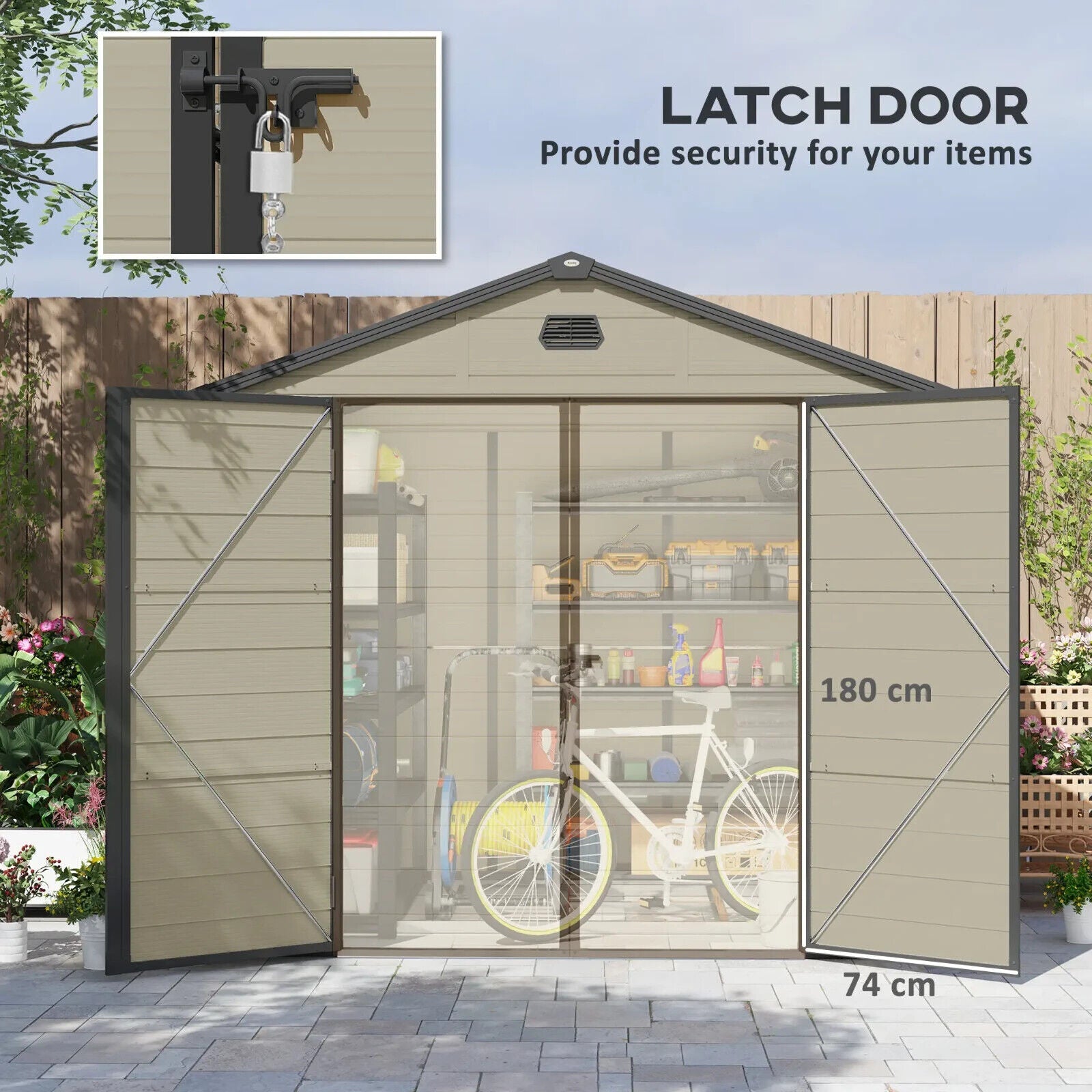 7.9 ft x 6.2 ft Garden Shed with Aluminium Frame Plastic Walls & Foundation Base - Home and Garden Furniture Shop - #rustic - furniture#