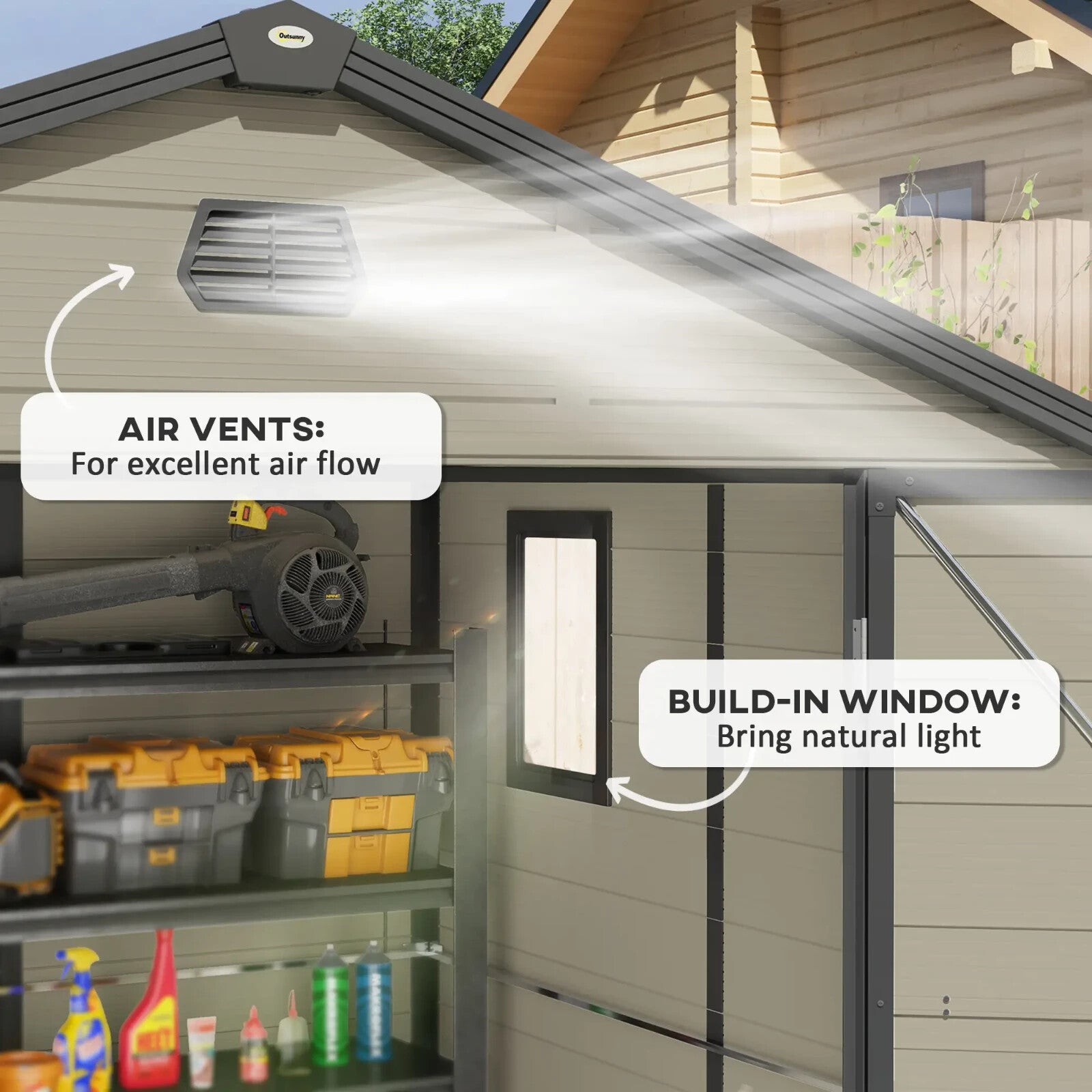 7.9 ft x 6.2 ft Garden Shed with Aluminium Frame Plastic Walls & Foundation Base - Home and Garden Furniture Shop - rustic - furniture