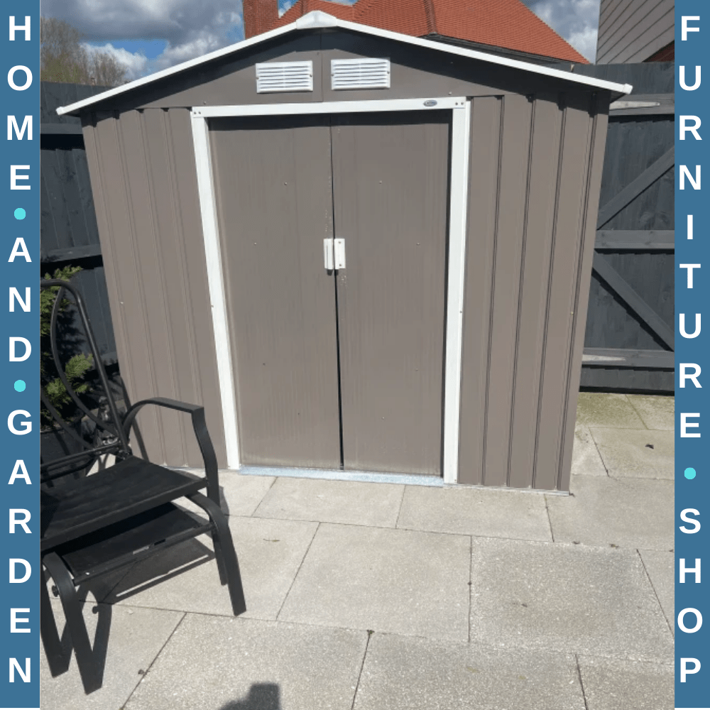 7ft x 4ft Metal Garden Storage Shed Lockable Outdoor Storage w/ Vents for Tools - Home and Garden Furniture Shop - rustic - furniture