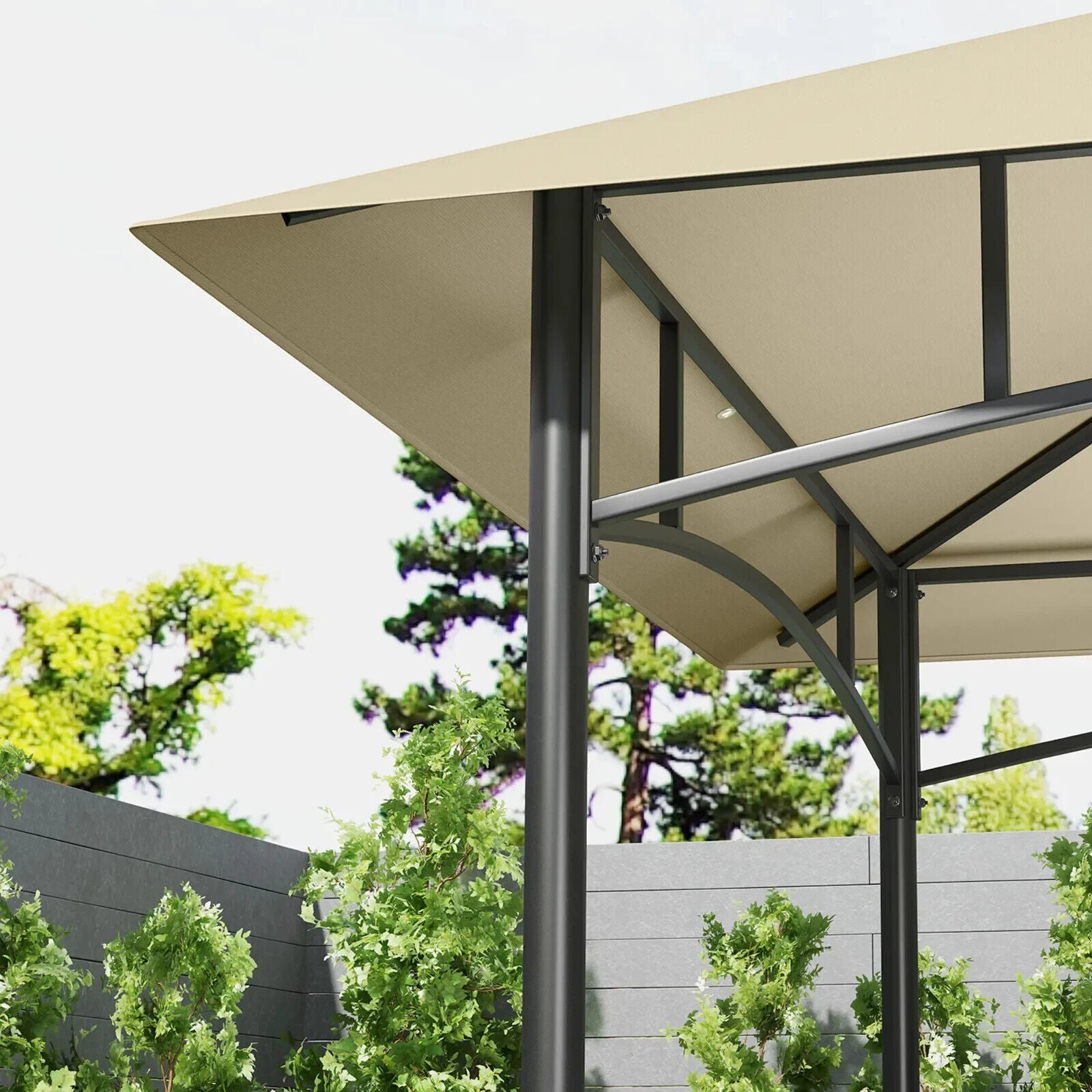 8 × 5 ft Grill Gazebo Canopy Outdoor BBQ Shelter w/Double Tier Roof&Side Shelves - Home and Garden Furniture Shop - #rustic - furniture#