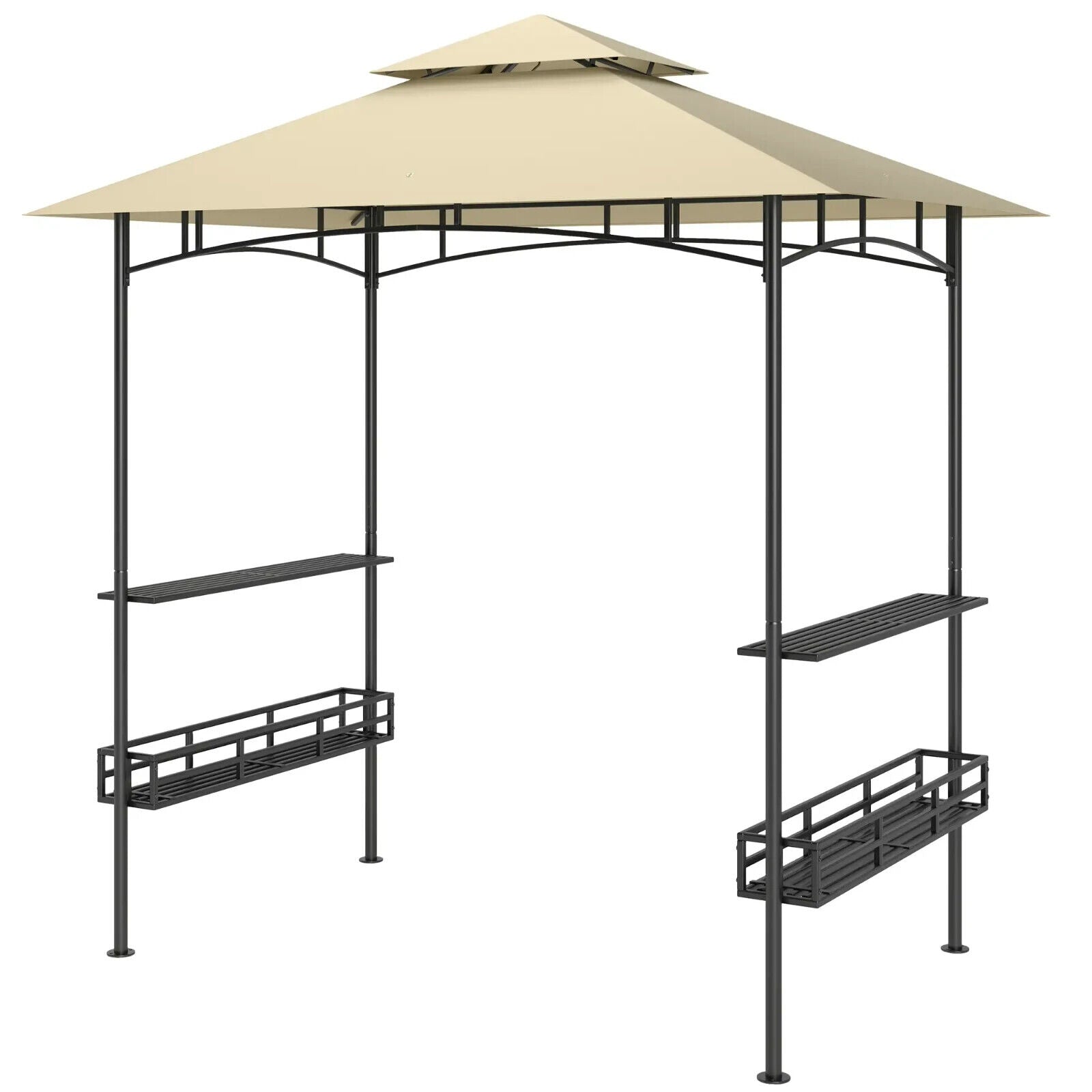 8 × 5 ft Grill Gazebo Canopy Outdoor BBQ Shelter w/Double Tier Roof&Side Shelves - Home and Garden Furniture Shop - #rustic - furniture#