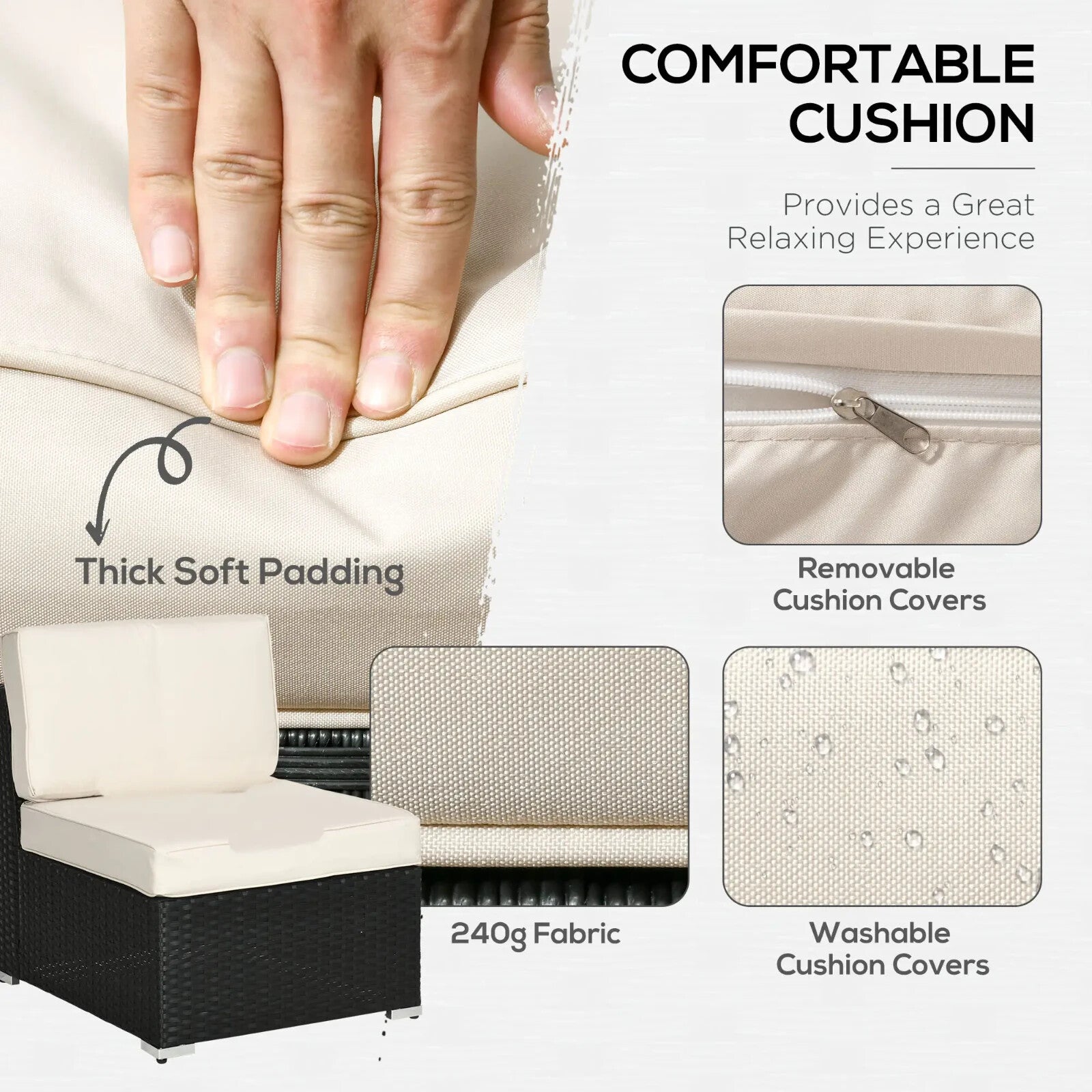 8 Pcs Rattan Garden Corner Sofa Set Outdoor Patio Furniture w/ Washable Cushions - Home and Garden Furniture Shop - rustic - furniture