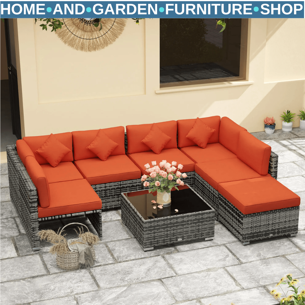 8 Piece PE Rattan Corner Sofa Set with Cushions Garden Patio Furniture Washable - Home and Garden Furniture Shop - #rustic - furniture#
